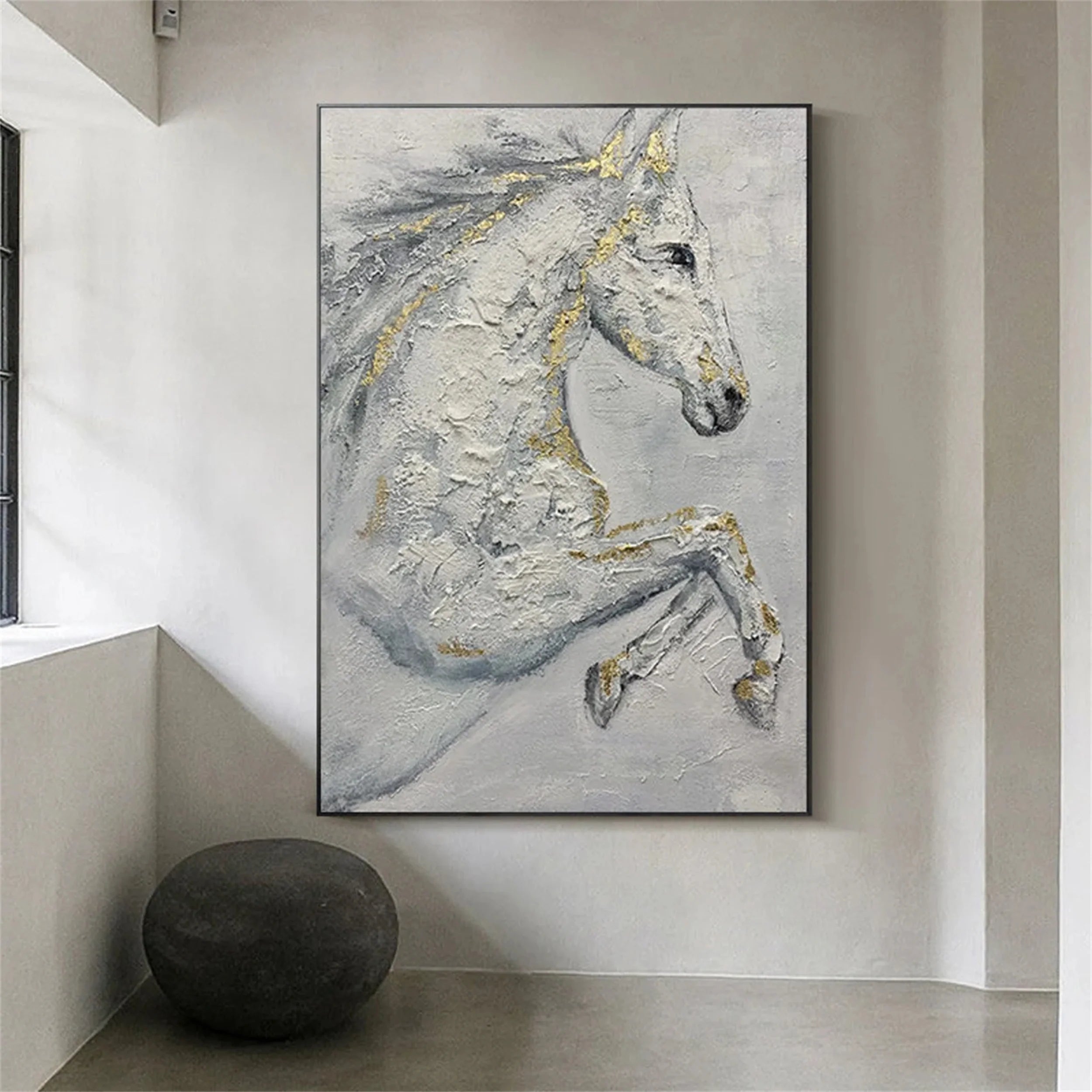 White Horse Abstract Animal Wall Art #AM002