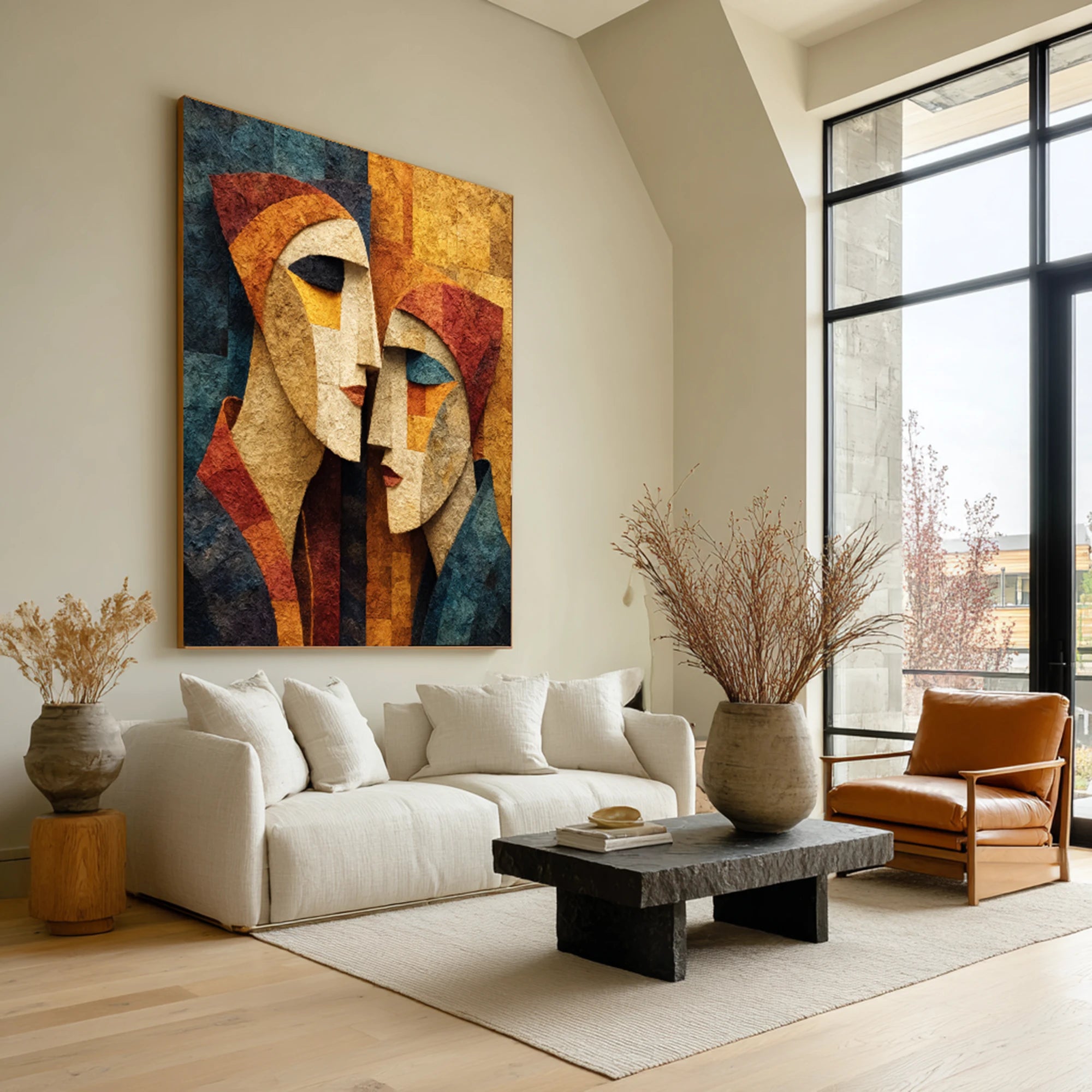 Abstract Cubist Faces Oil Painting | Hand-Painted Modern Art #WA519