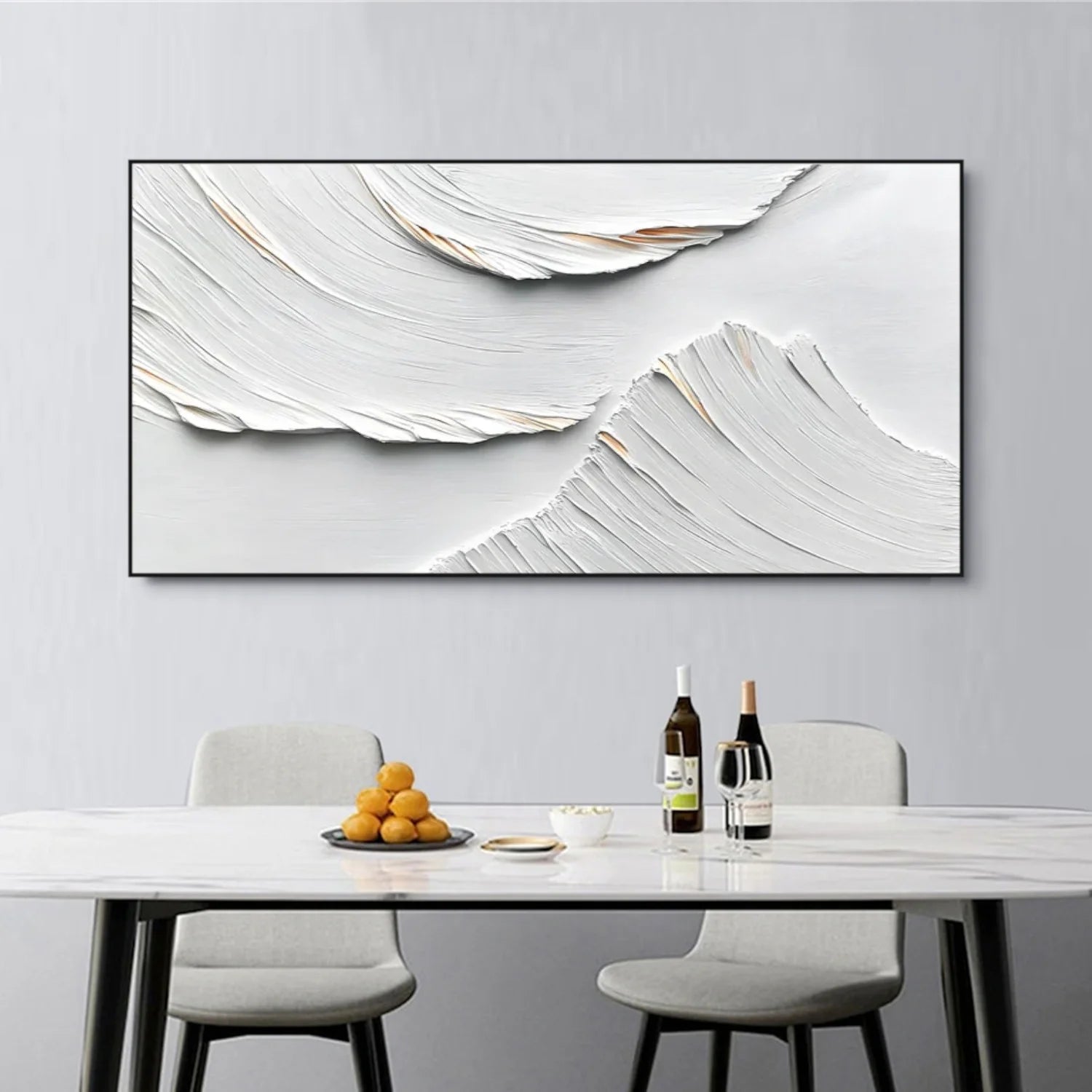White Minimalist_Textured_Canvas Art #MD267