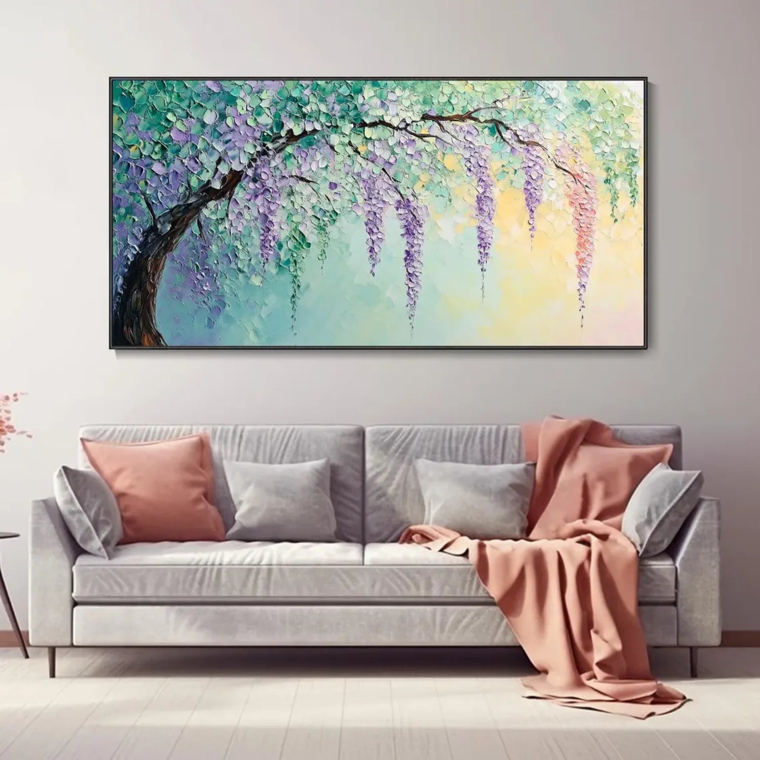 Colorful Flower & Tree Abstract Textured Wall Art #FT062