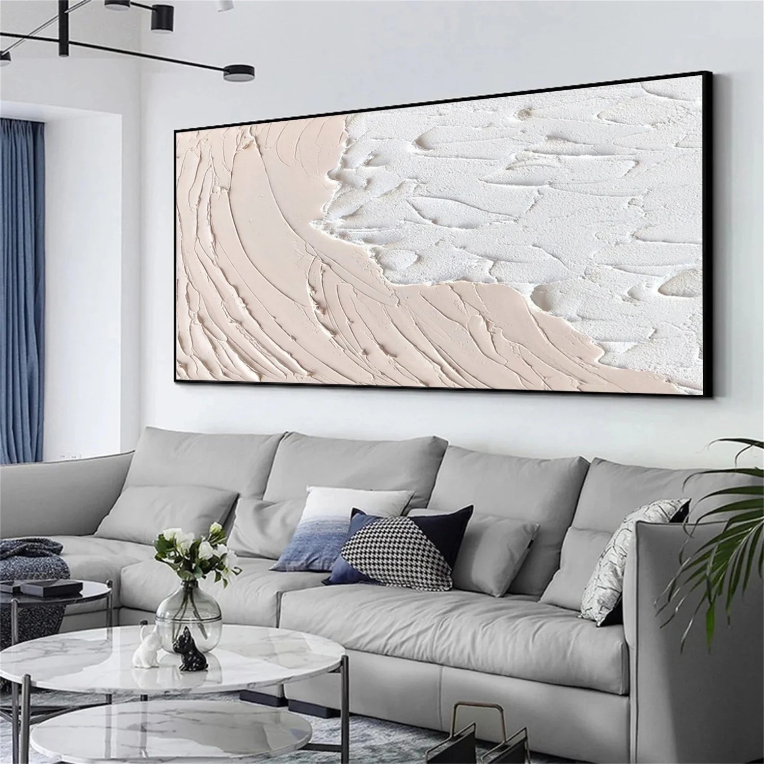 White and Beige Minimalistic Textured Art #MD233