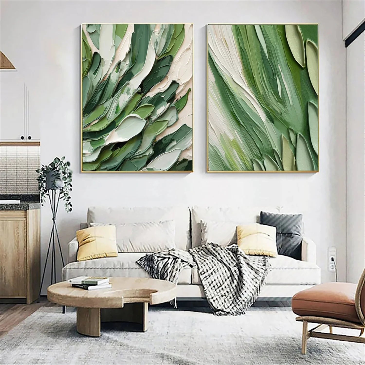 Colorful Flower & Tree Abstract Textured Wall Art Set of 2 #FT056