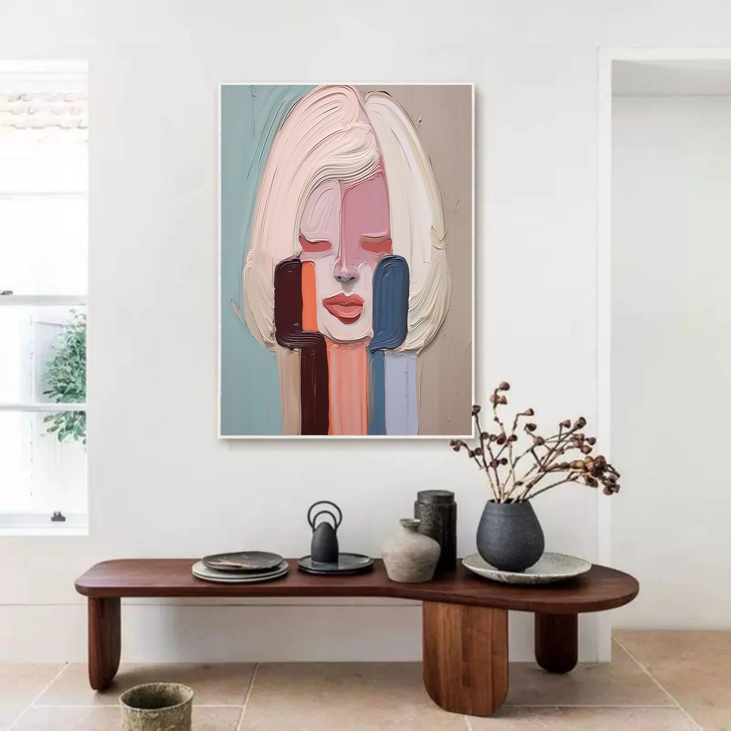 Hand-Painted Abstract Portrait Oil Painting #AB133