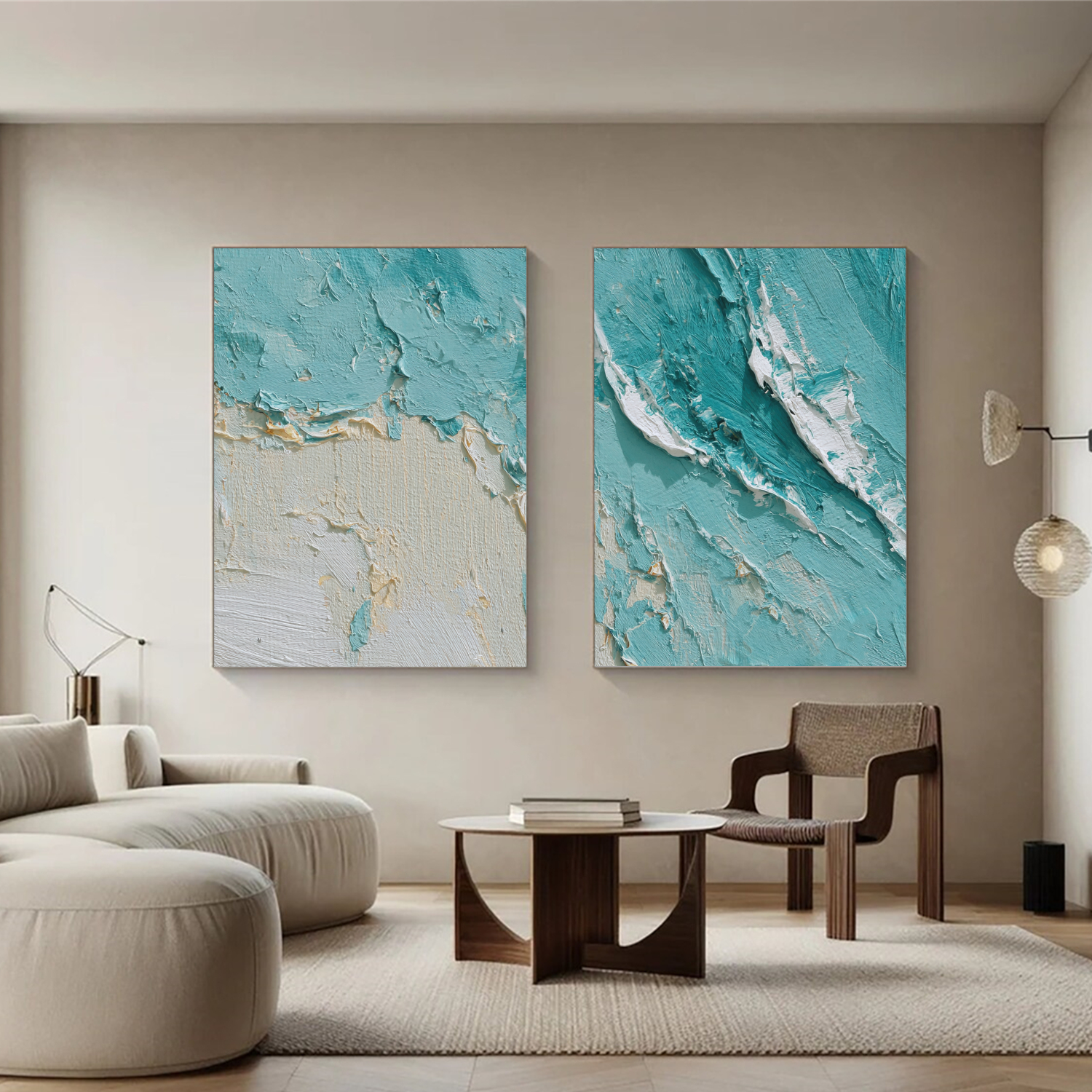 Sea & Sky Abstract_Textured_Wall Art Set of 2 #SK156