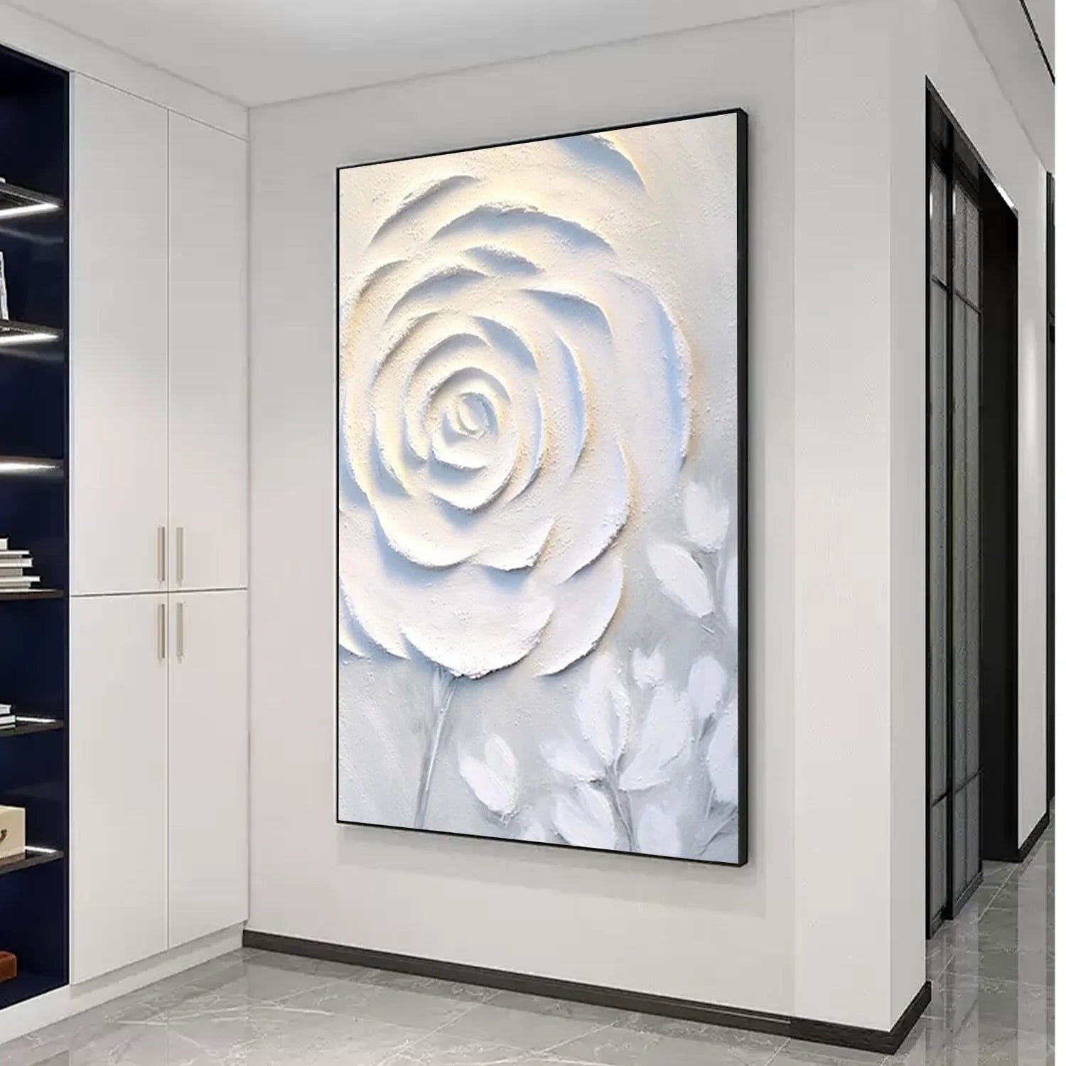 White Flower & Tree Abstract_Textured Wall Art #FT139