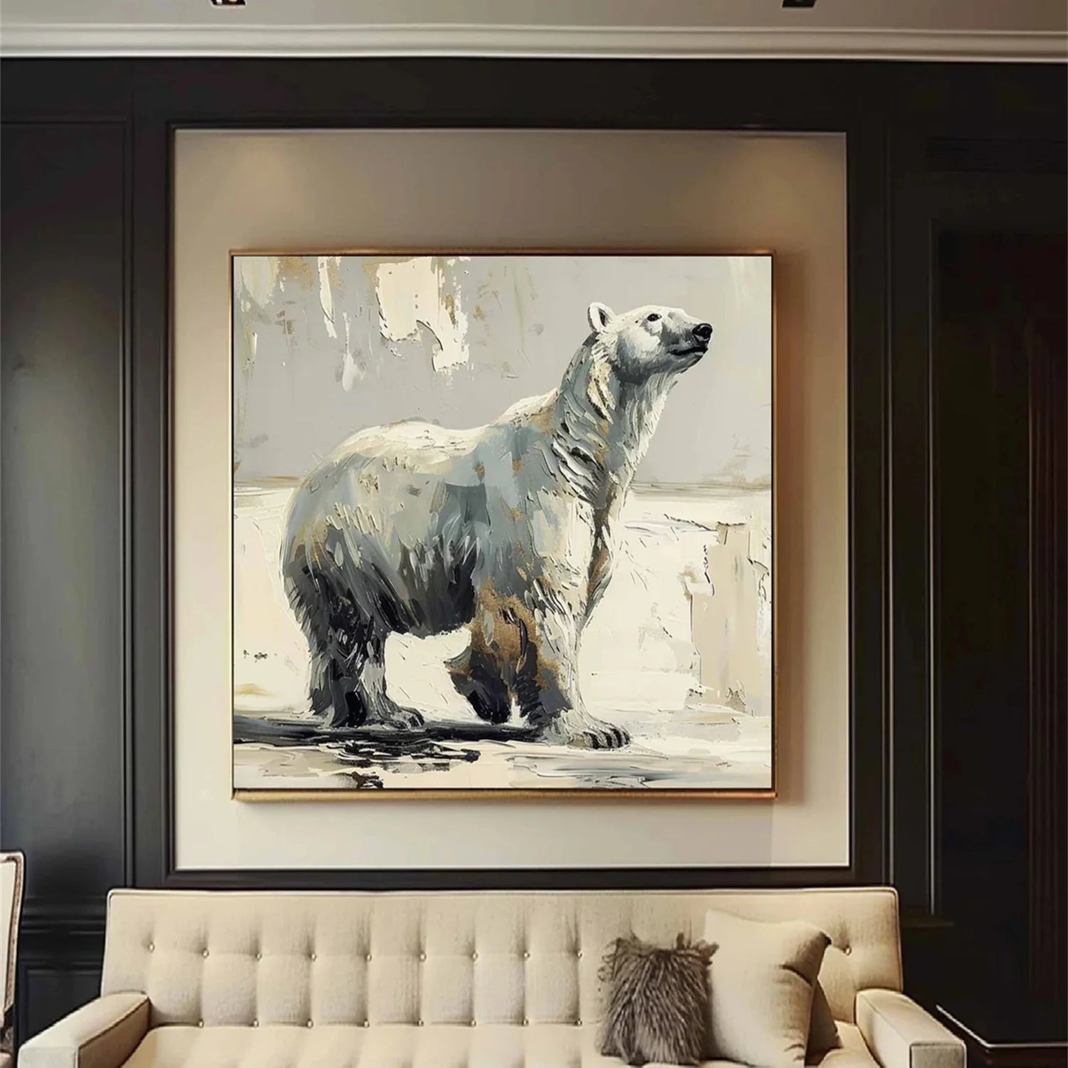 Beige and Grey Abstract Animal Wall Art #AM087