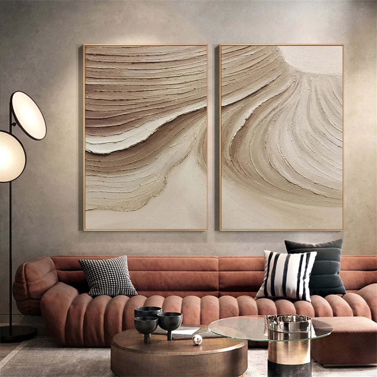 Minimalist Brown & Beige Art Set of 2 #MB020