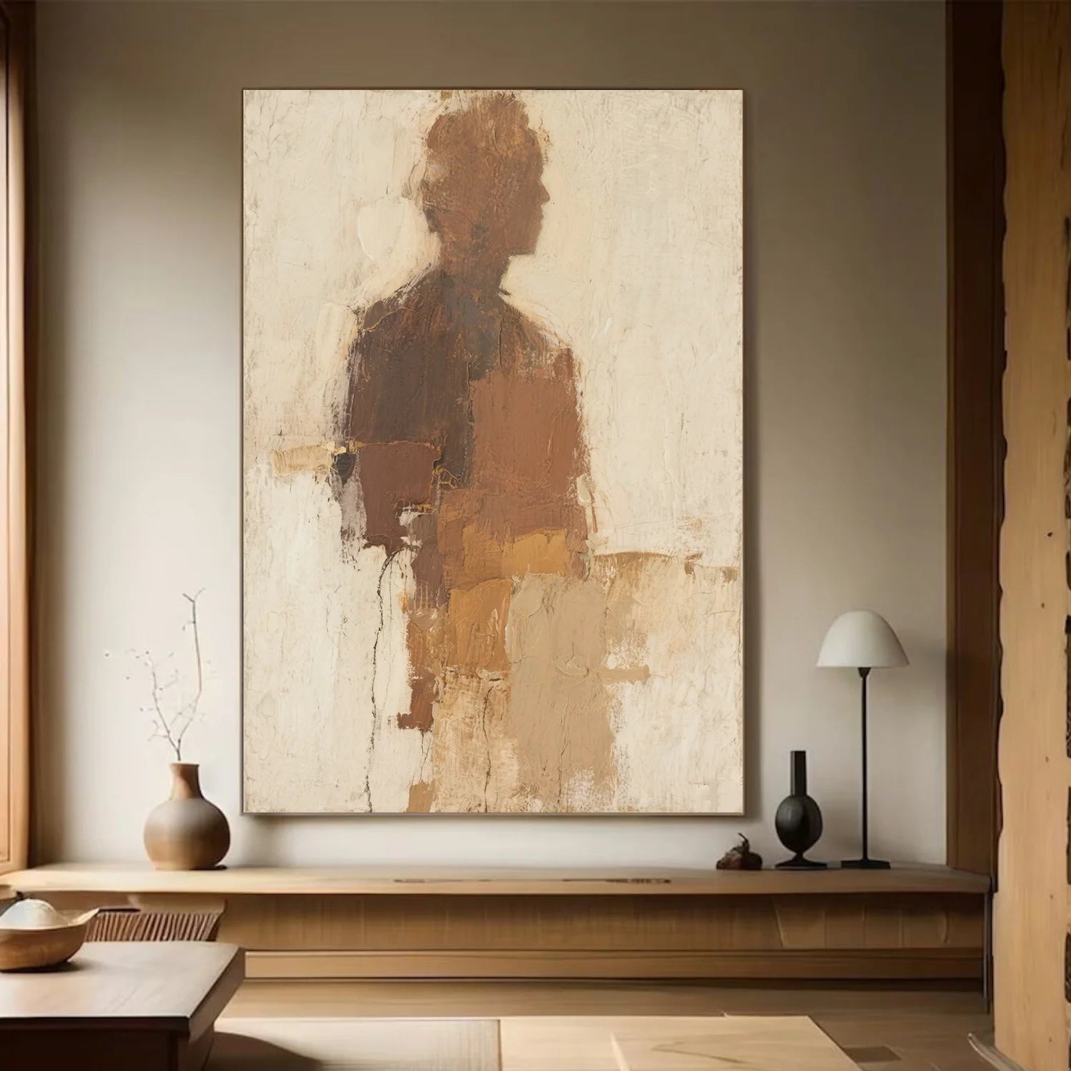 Beige and Brown Abstract_Canvas Art #WA762