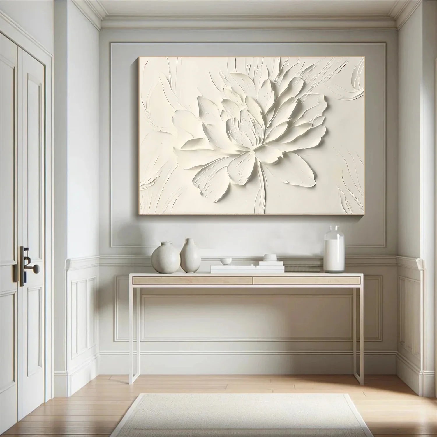 White Flower & Tree Abstract_Textured Wall Art #FT138