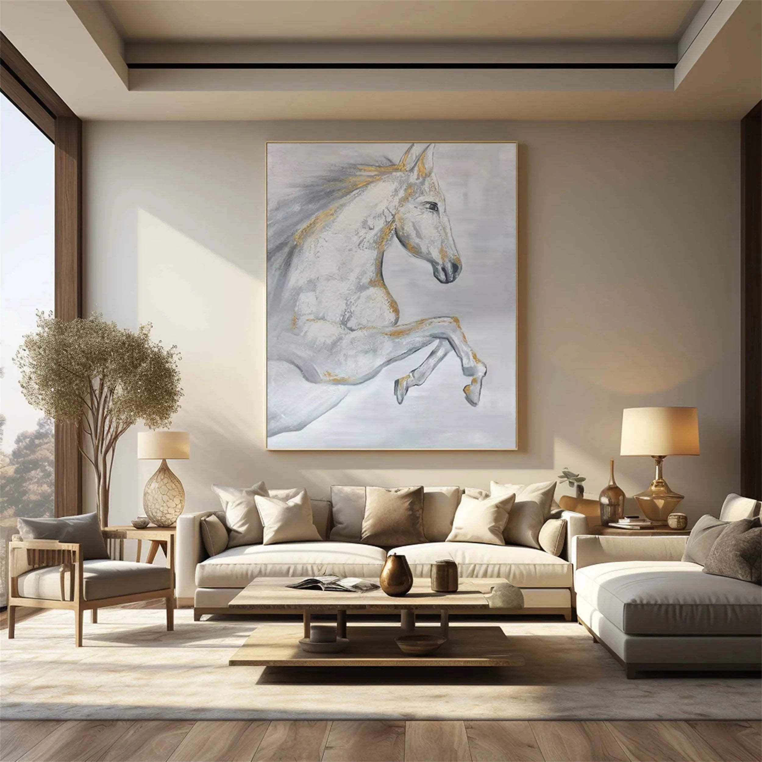 White Horse Abstract Animal Wall Art #AM011
