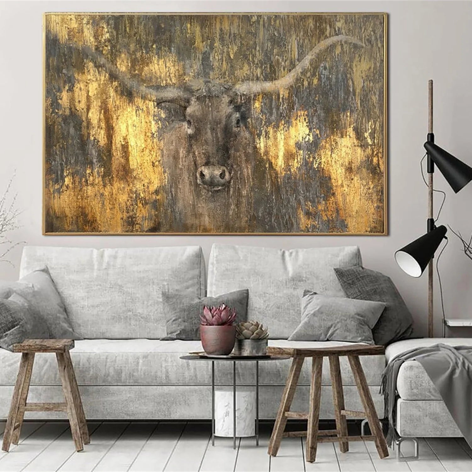 Gold and Brown Abstract Animal Wall Art #AM081