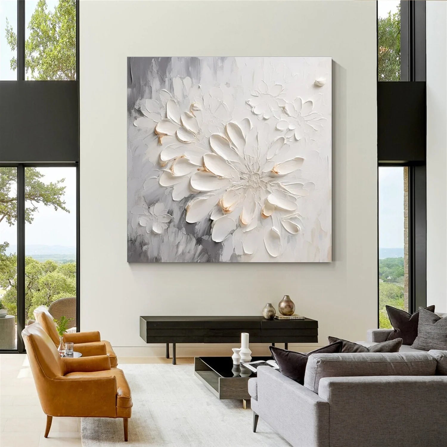 Flower & Tree Abstract Textured Wall Art #FT113