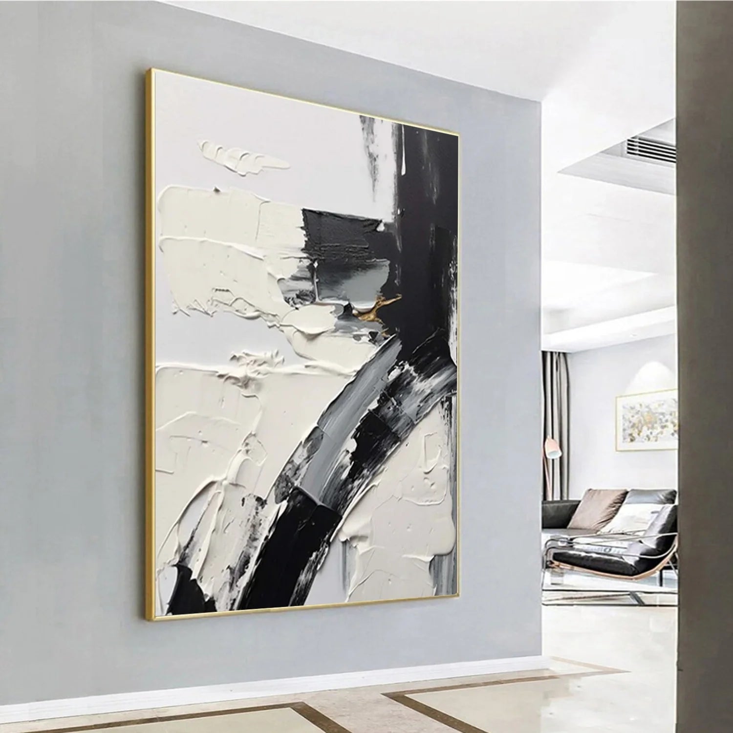 White and Black Minimalistic Textured Art #MD244