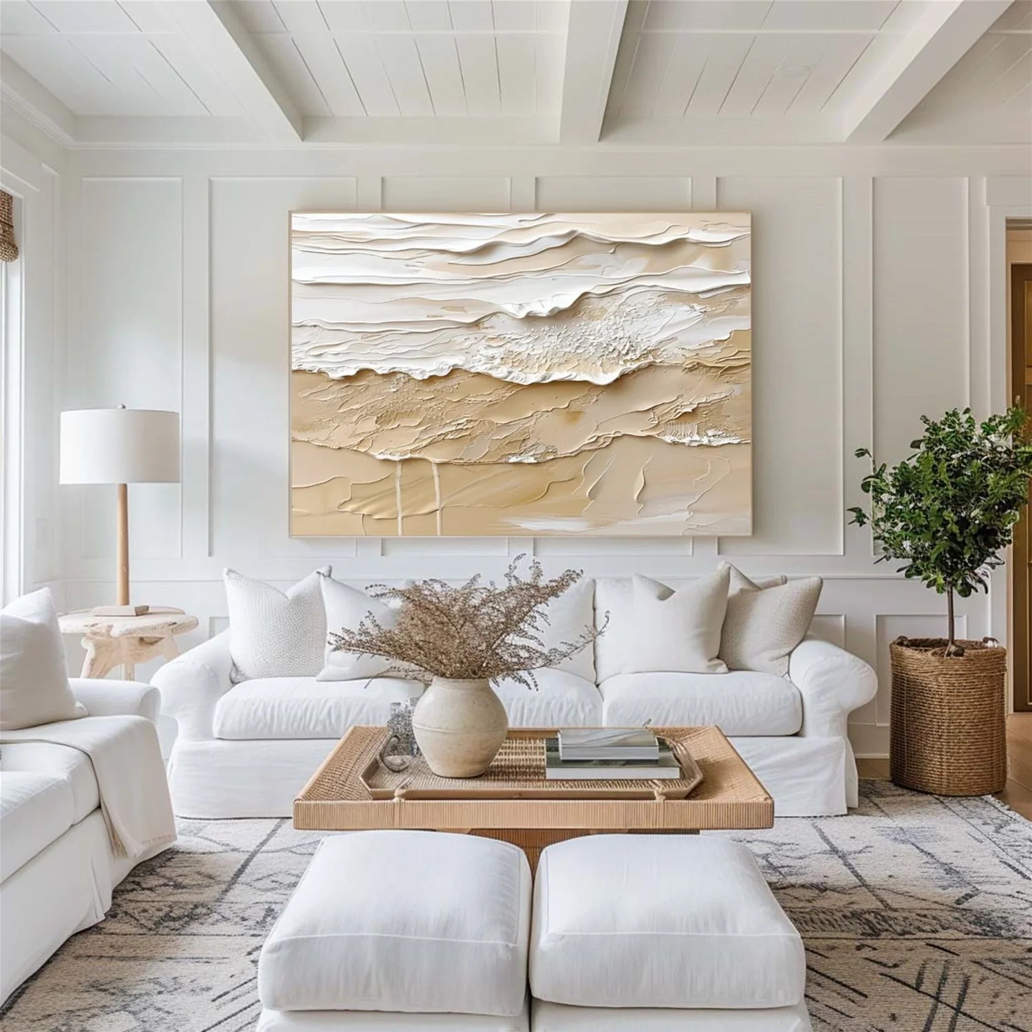 Beige and Brown Sea & Sky Abstract_Textured_Wall Art #SK139