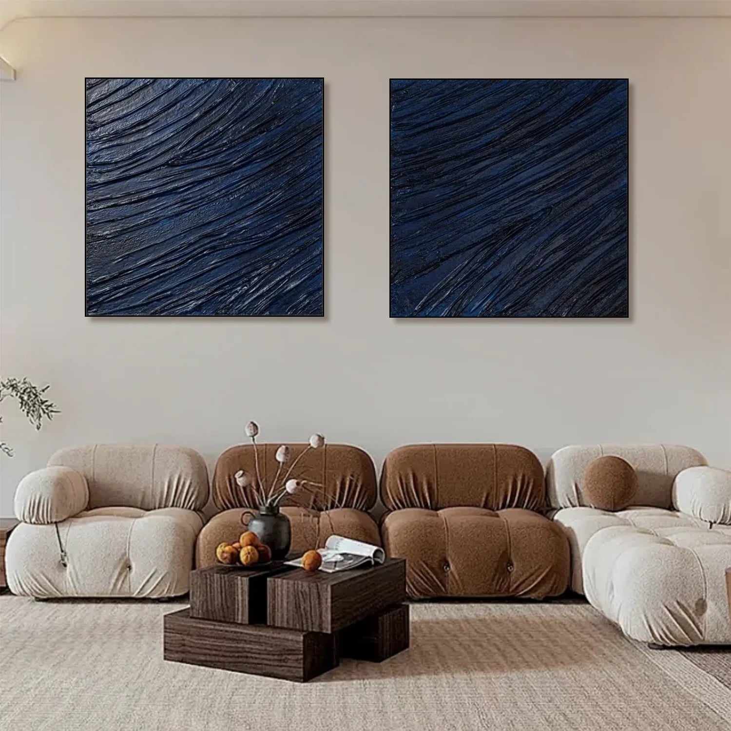 Blue Minimalist_Textured Canvas Art Set of 2 #MZ104