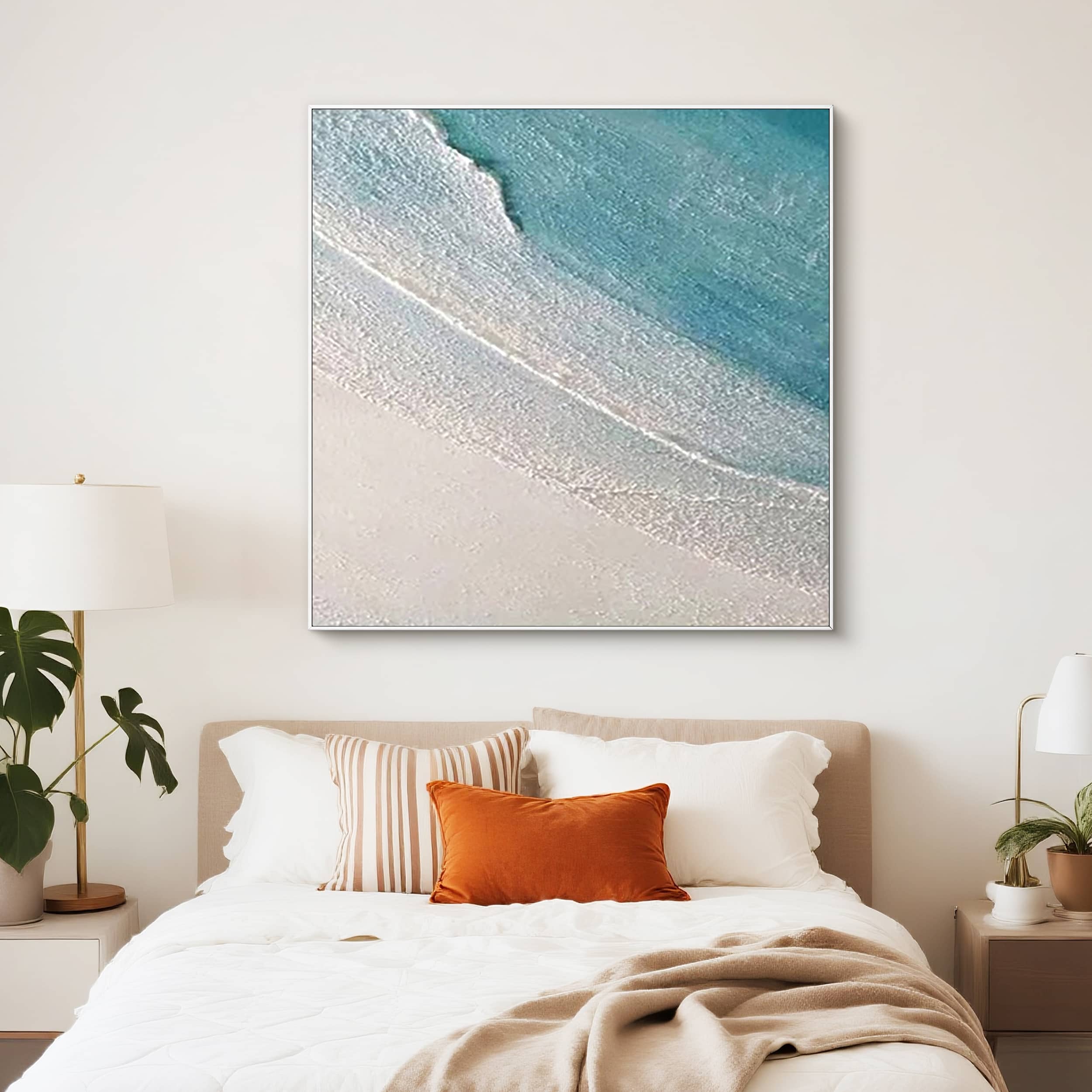 Plaster Sea Slaps Minimalist Painting Original Large Wall Decor