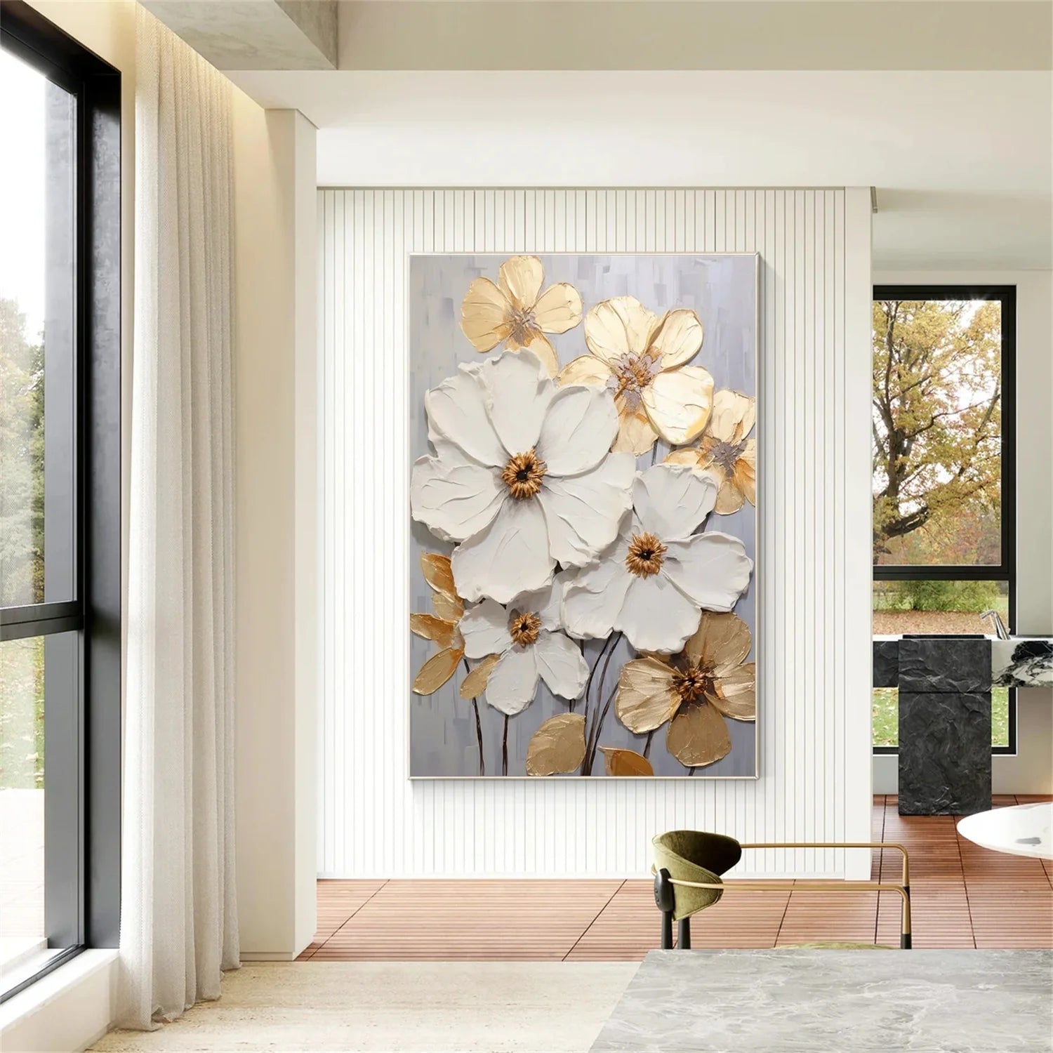 Flower & Tree Abstract Textured Wall Art #FT095