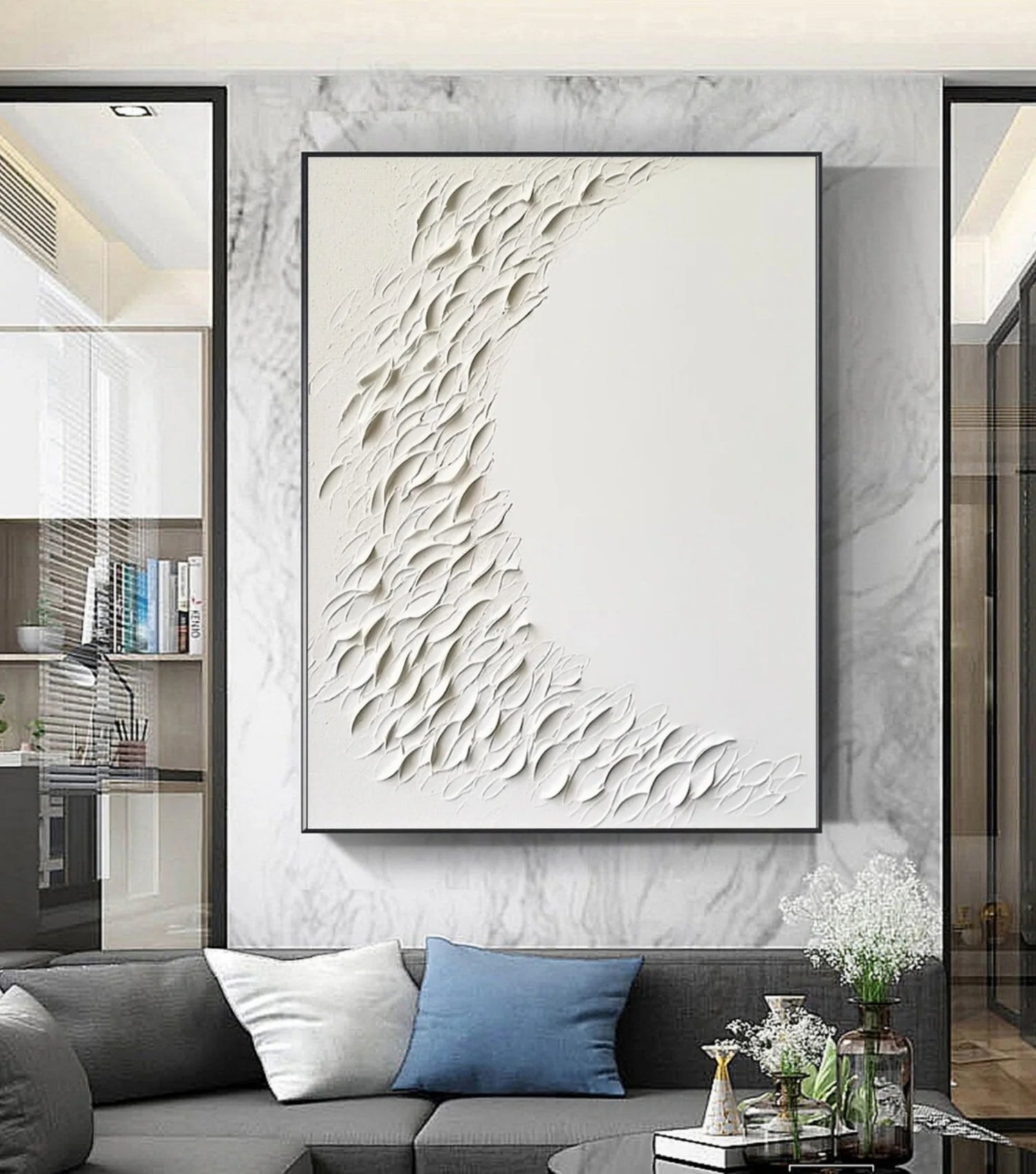 White Minimalistic Textured Art #MD212