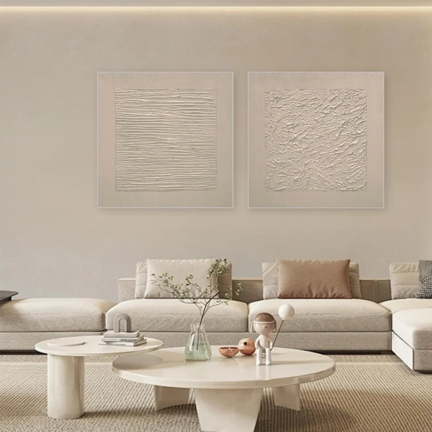 Beige Minimalist_Textured Canvas Art Set of 2 #MZ105