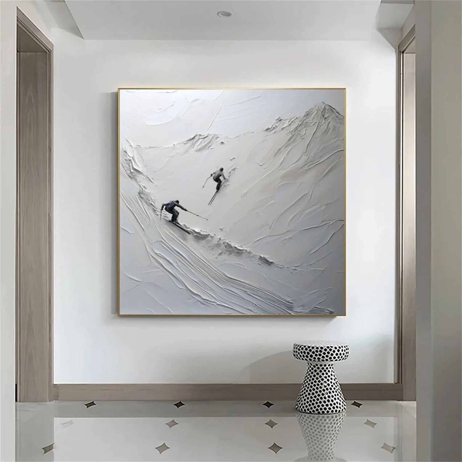 Skiing Sport Textured Wall Art #AS062