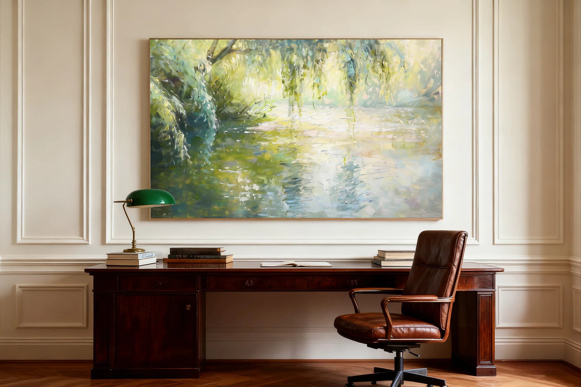 Impressionist Riverside Willow Oil Painting #FT571