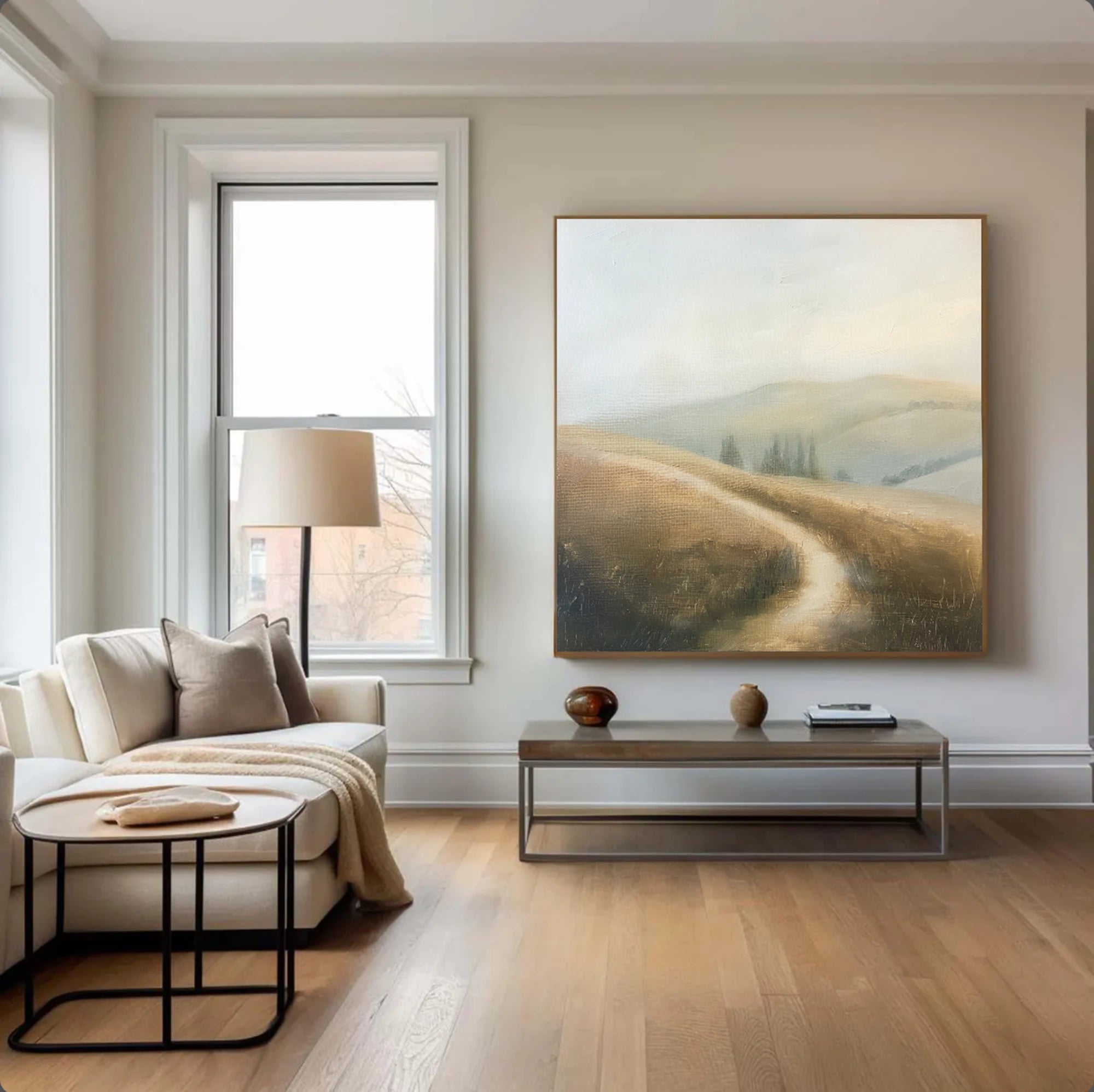 Hand-painted Neutral Landscape Wall Art #FT526