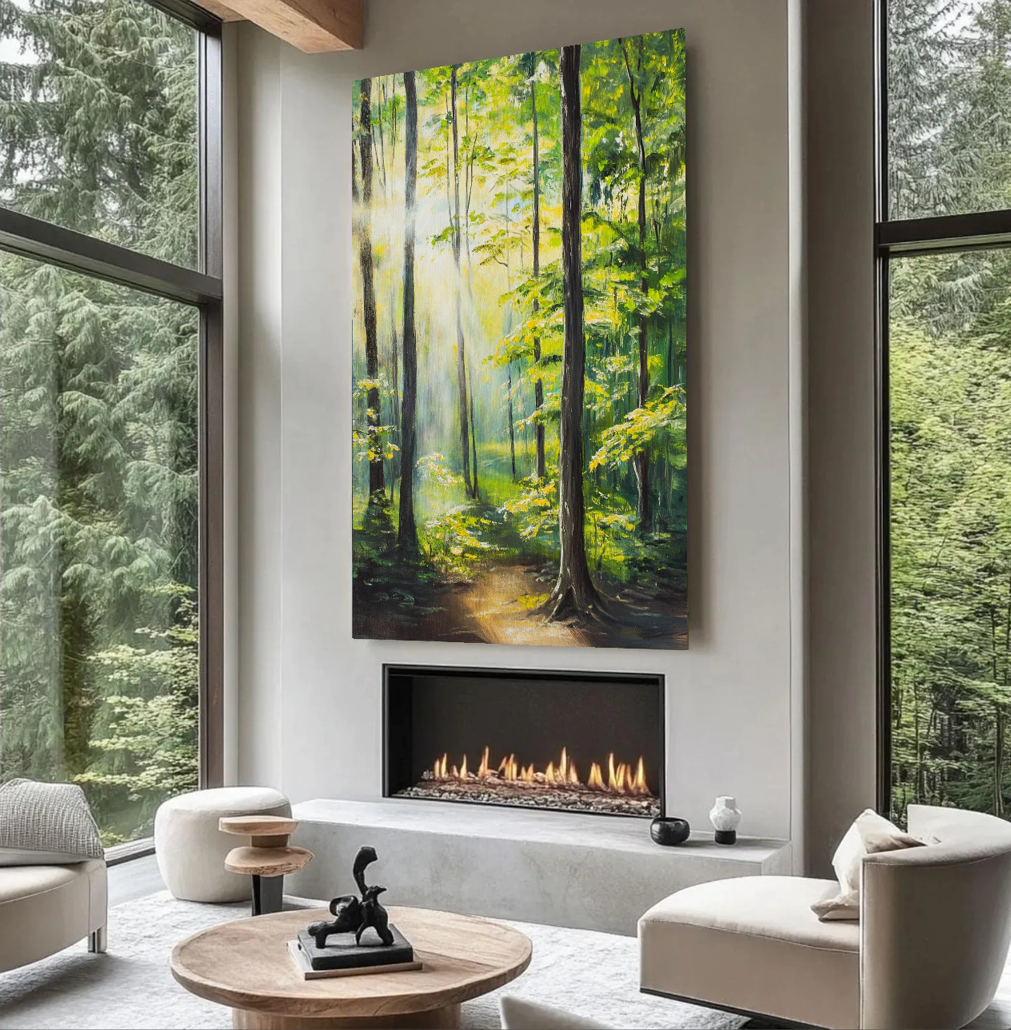 Sunlit Forest Path Hand-Painted Oil Painting #FJ673