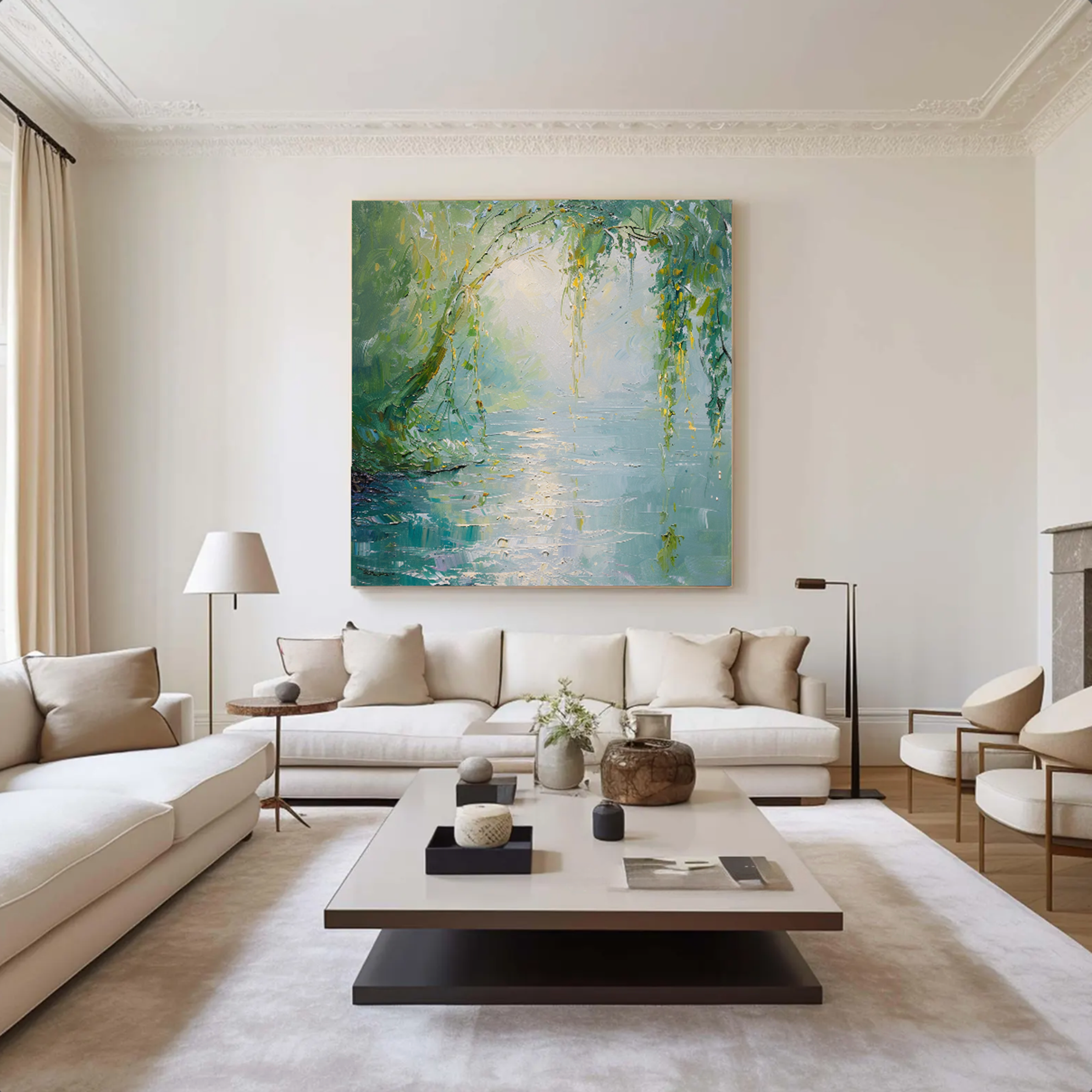 Weeping Willow River Oil Painting #FT338