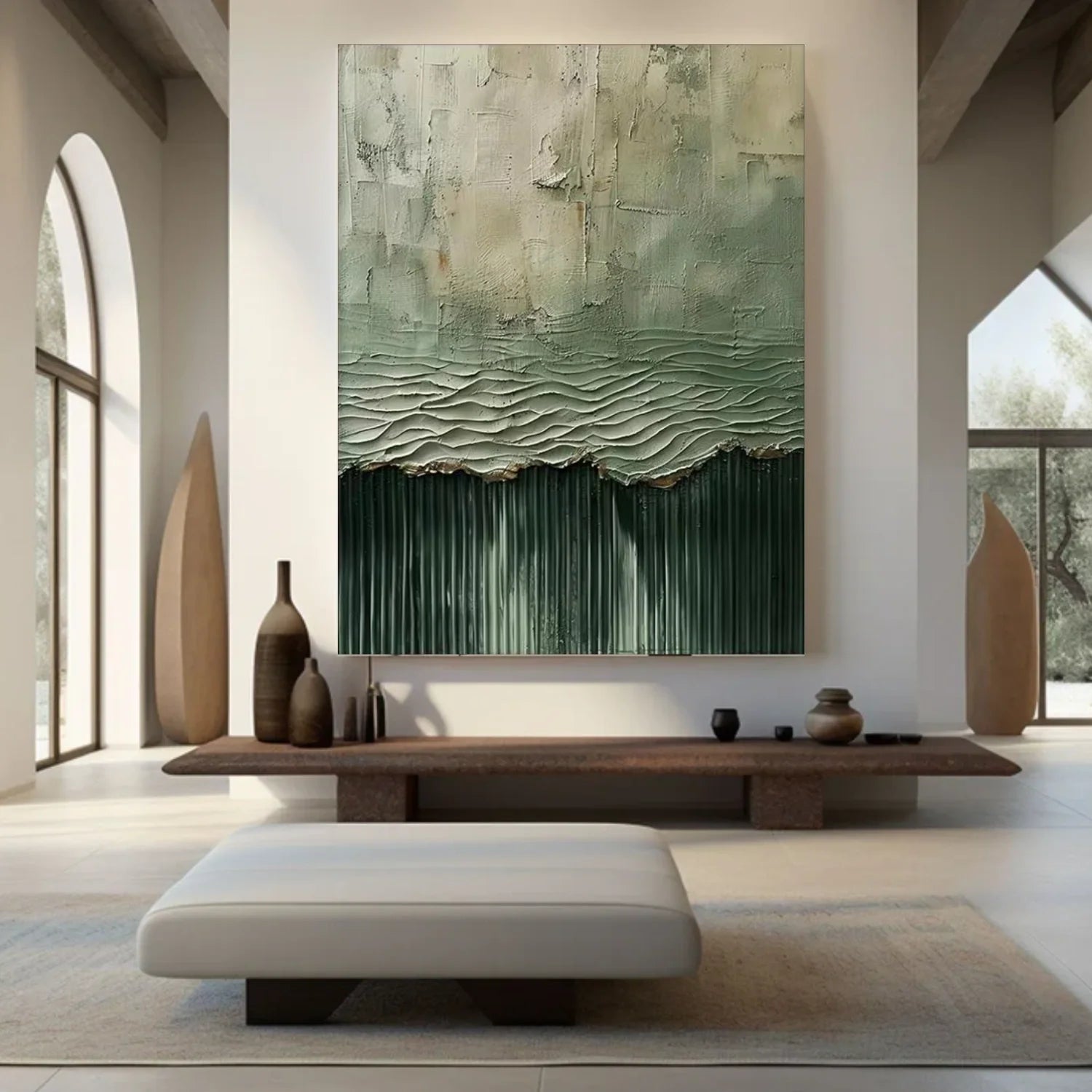 Green Minimalist Textured_Canvas Art #MD272