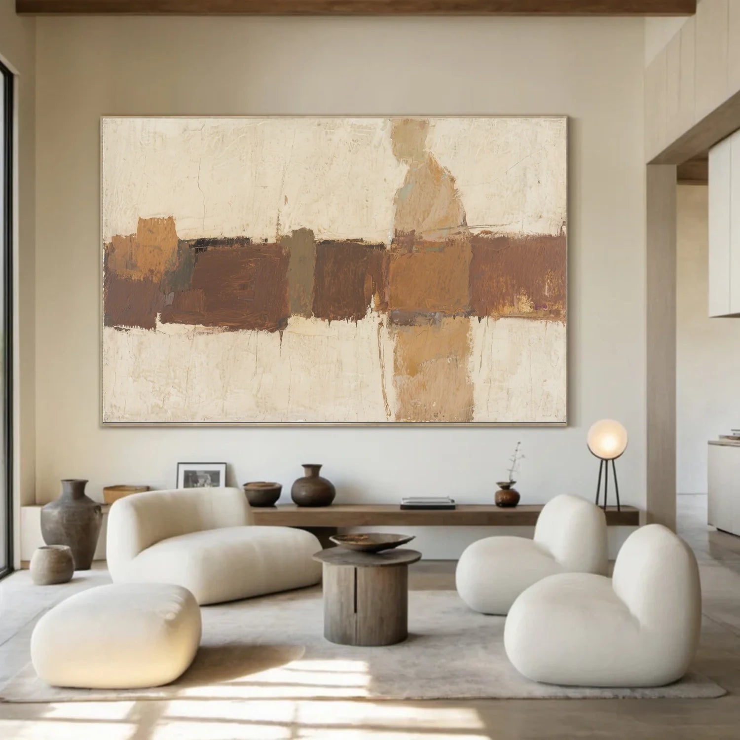 Beige and Brown Abstract_Canvas Art #WA759