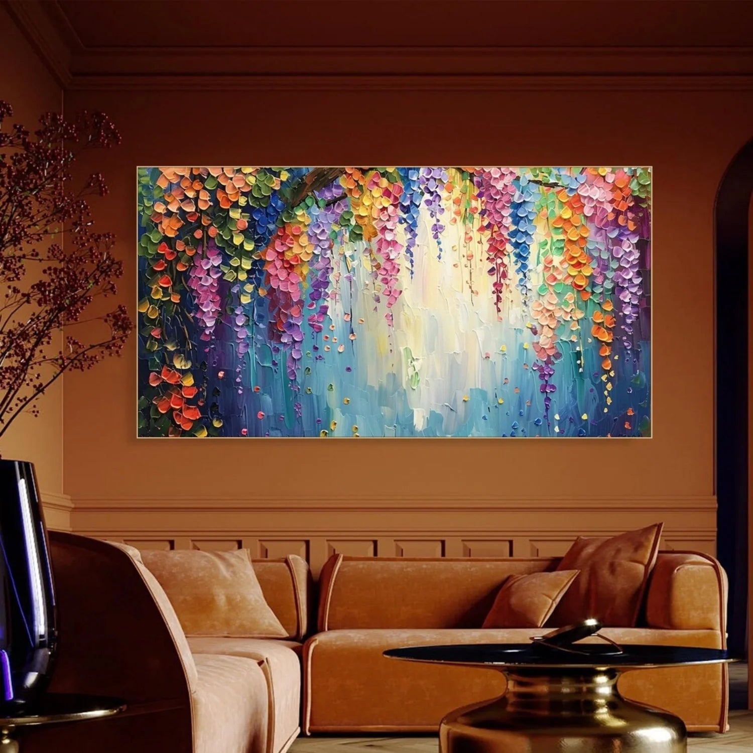 Colorful Flower & Tree Abstract Textured Wall Art #FT068