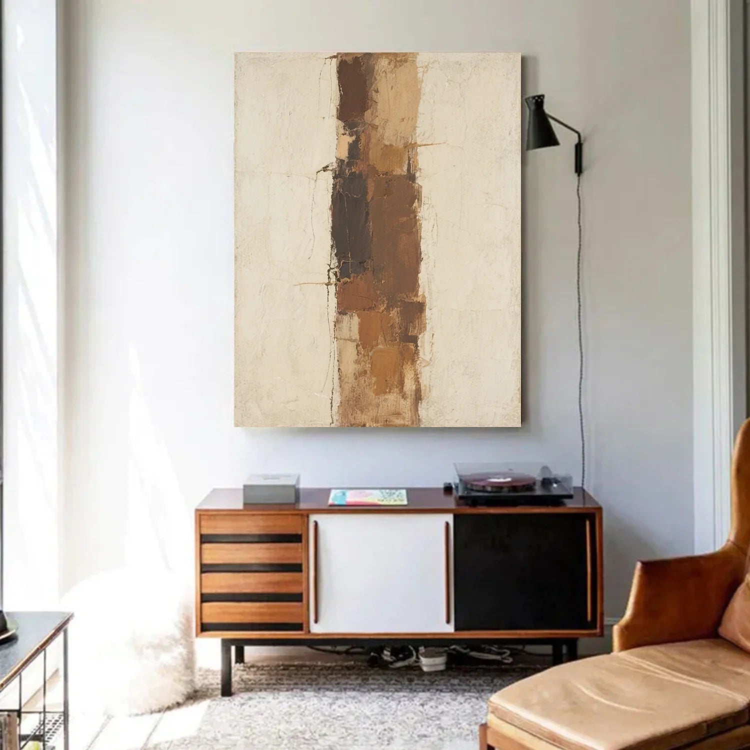 Beige and Brown Abstract_Canvas Art #WA761