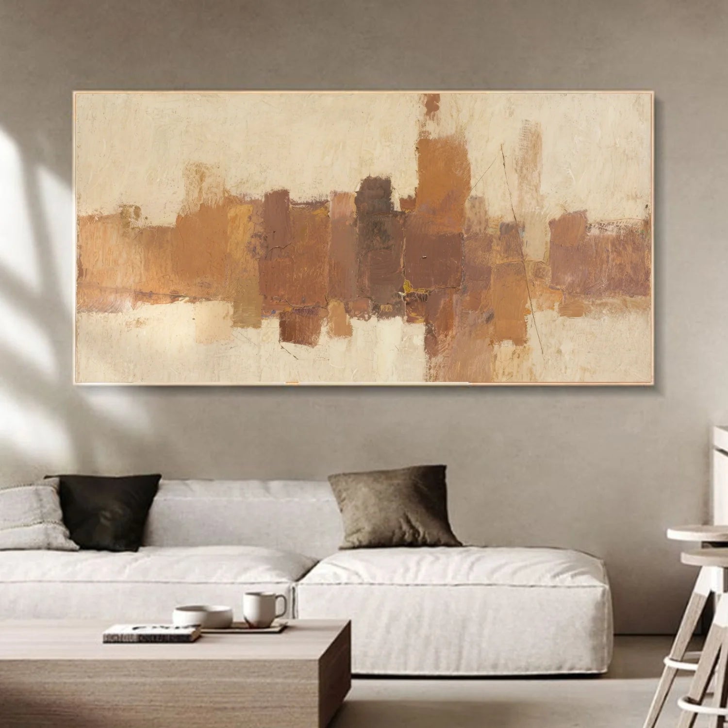 Beige and Brown Abstract_Canvas Art #WA760