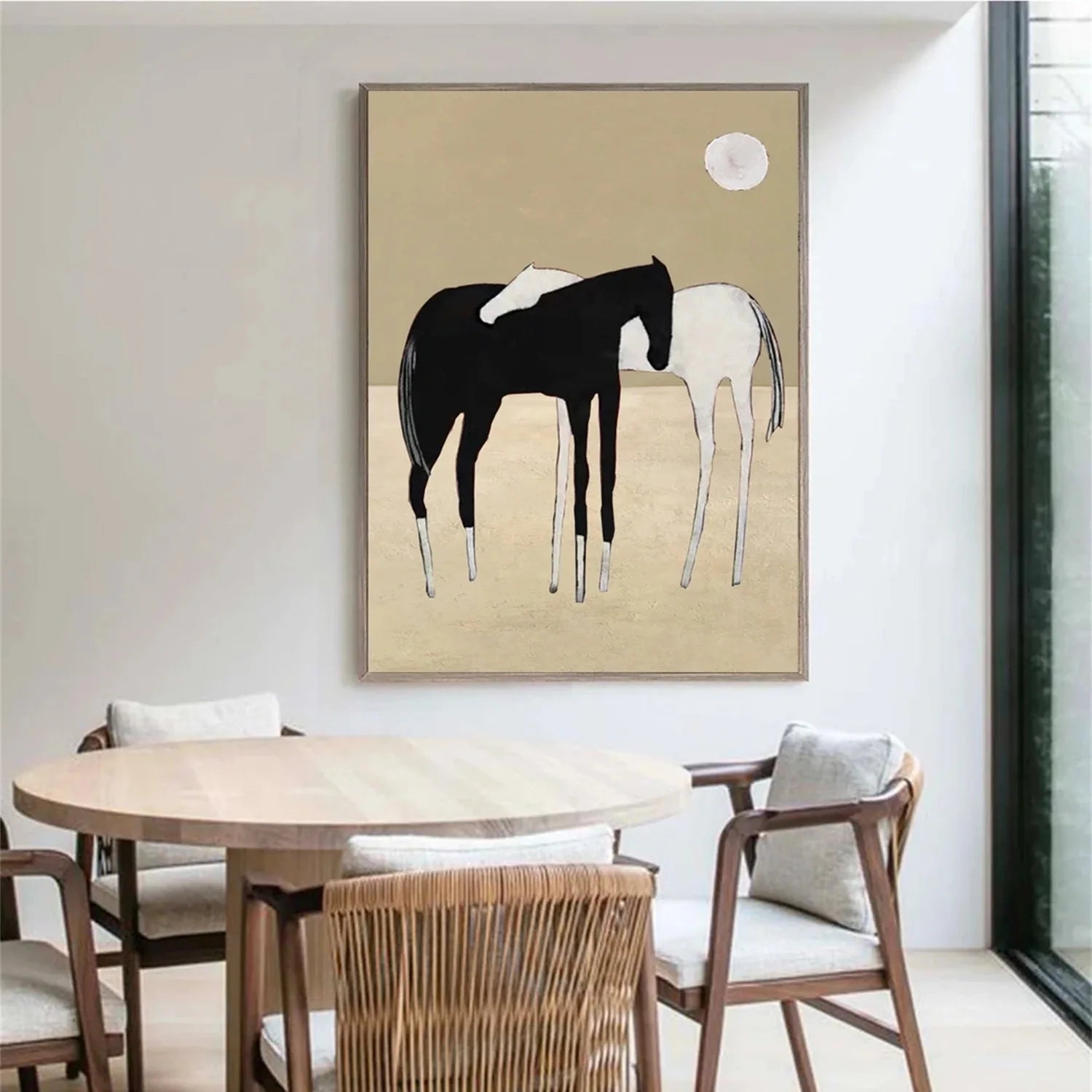 Black and White Horse Abstract Animal Wall Art #AM073