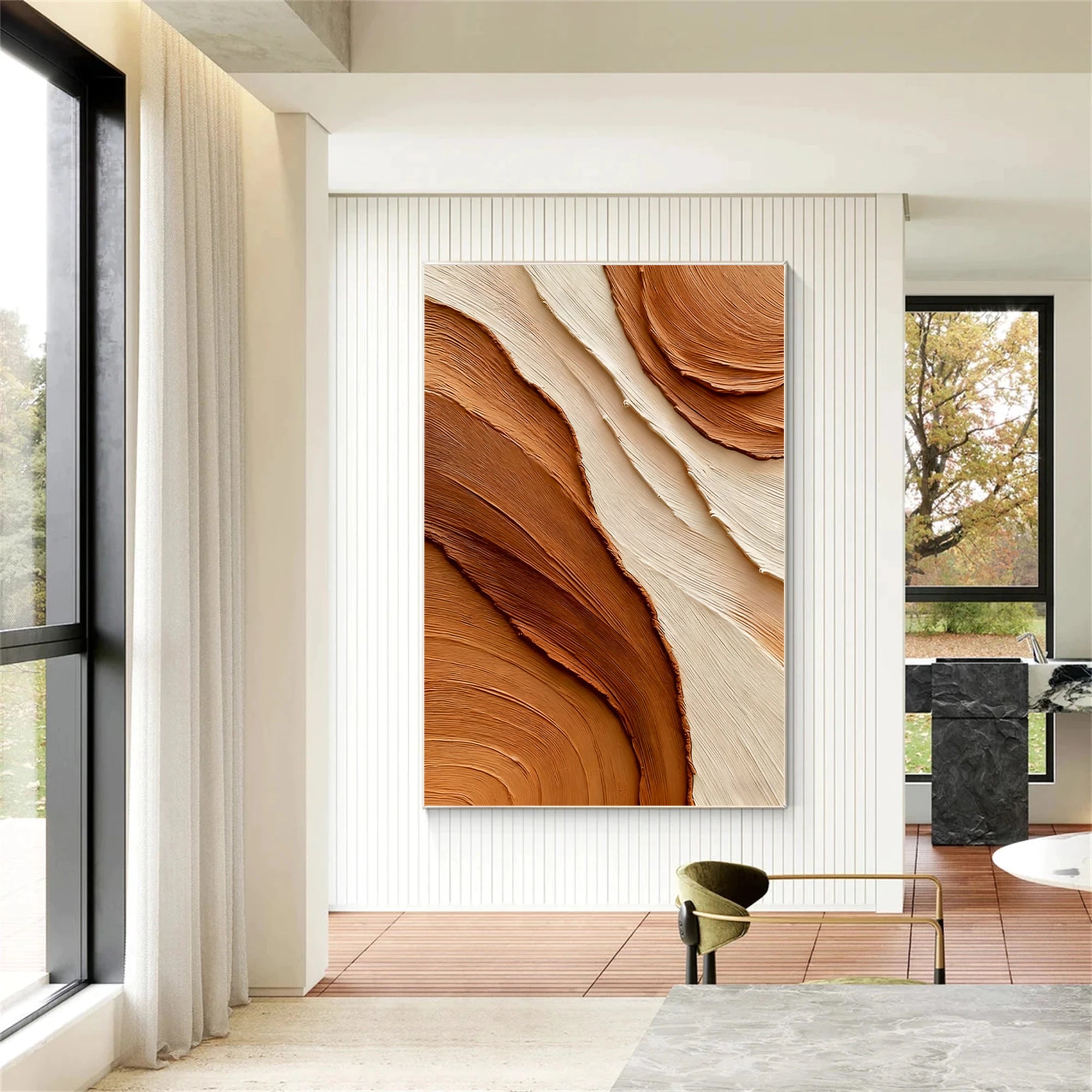 Neutral Minimalist Impasto Painting #MD118