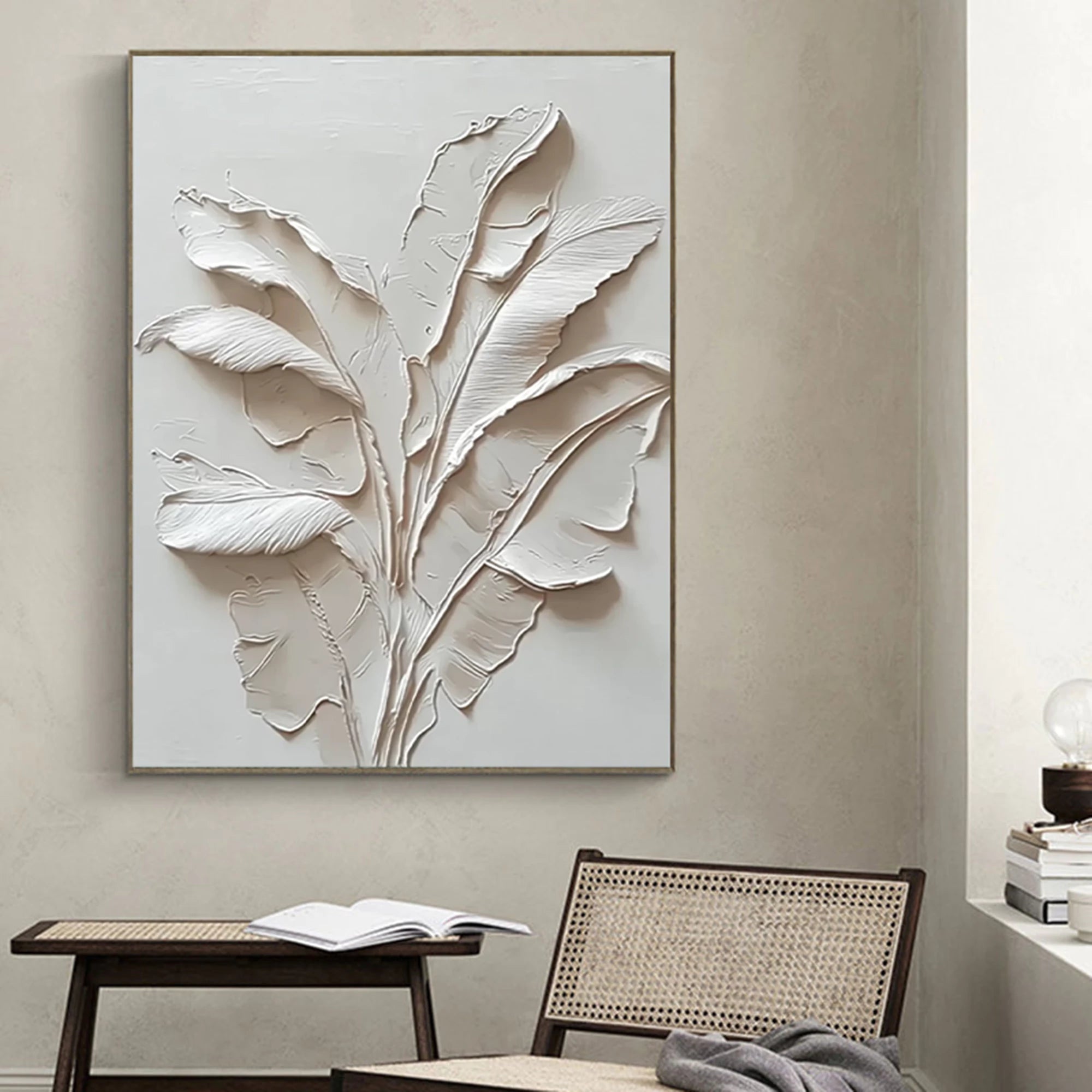 3D Neutral Plant Impasto Wall Art #FT64