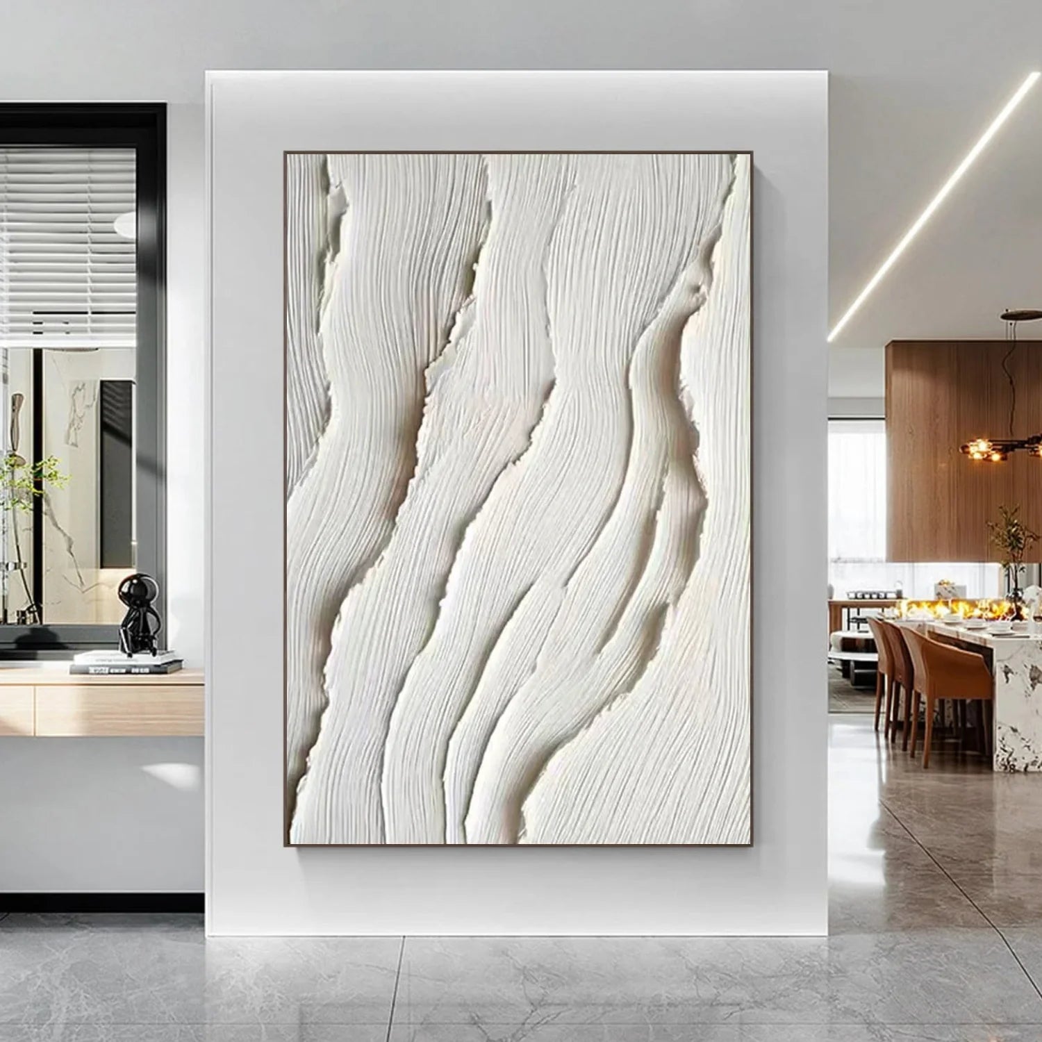 White Minimalist_Textured_Canvas Art #MD286