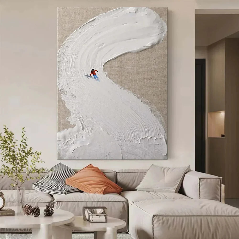 White Sport Art Minimalist Textured Wall Art #AS009