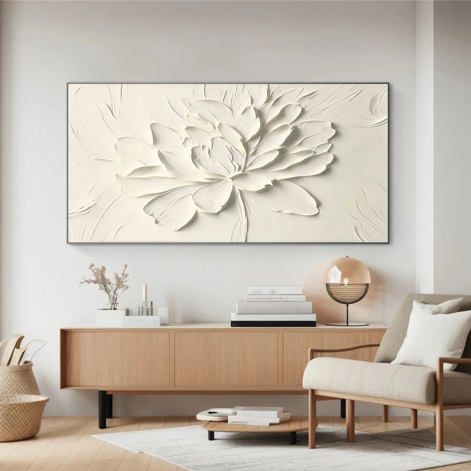 White Flower & Tree Abstract_Textured Wall Art #FT138