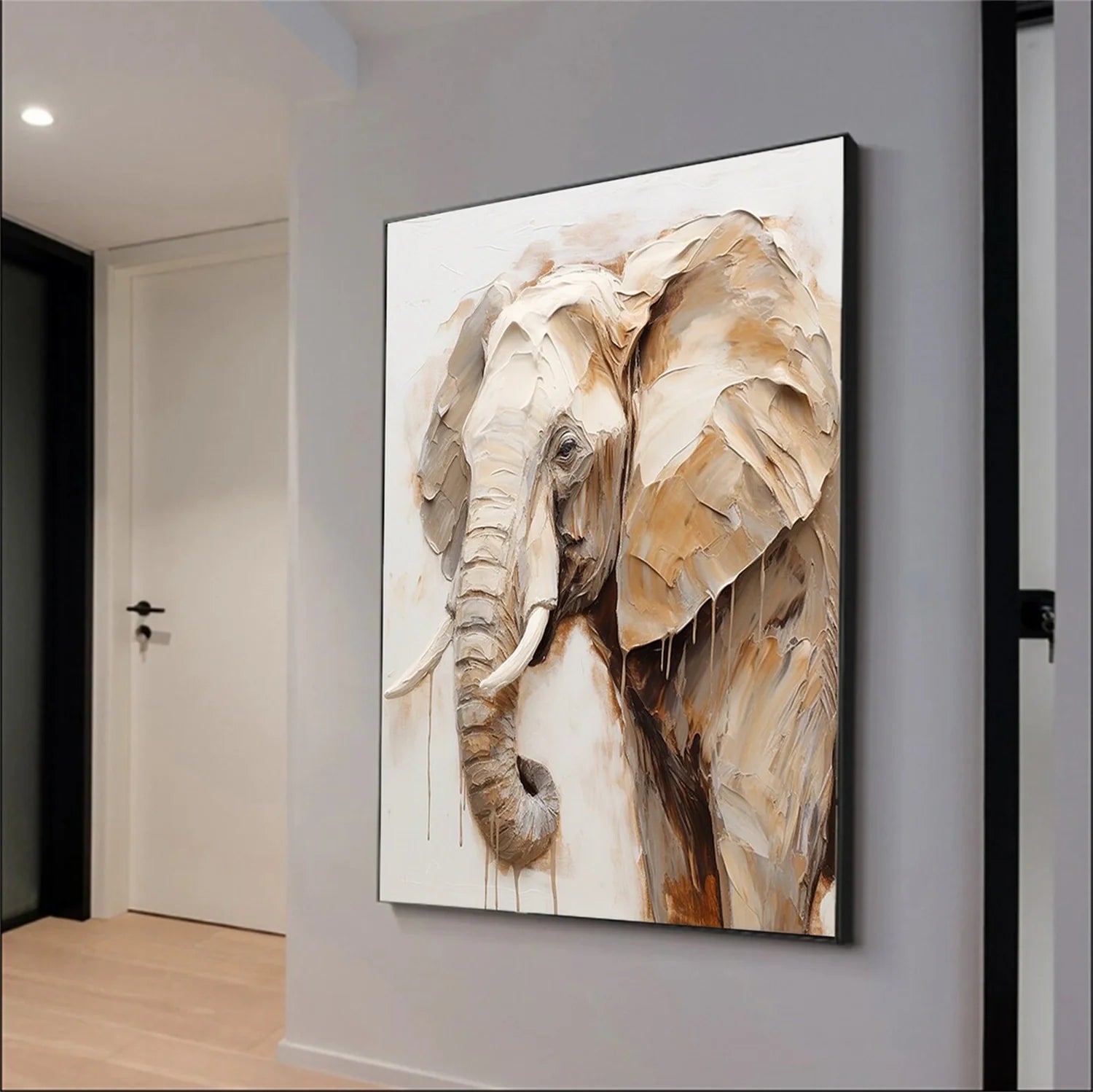 Beige and Brown Abstract Animal Wall Art #AM076