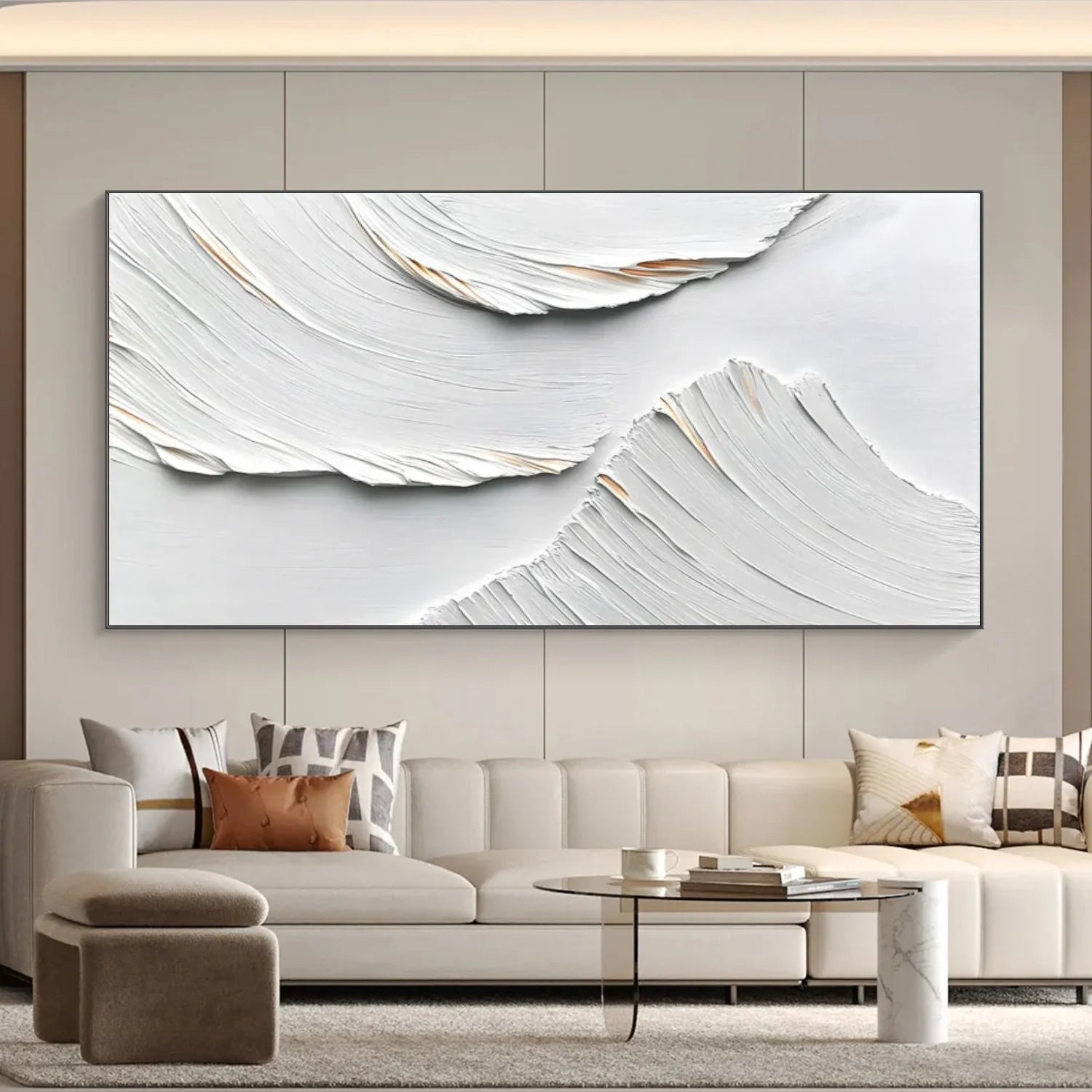 White Minimalist_Textured_Canvas Art #MD267