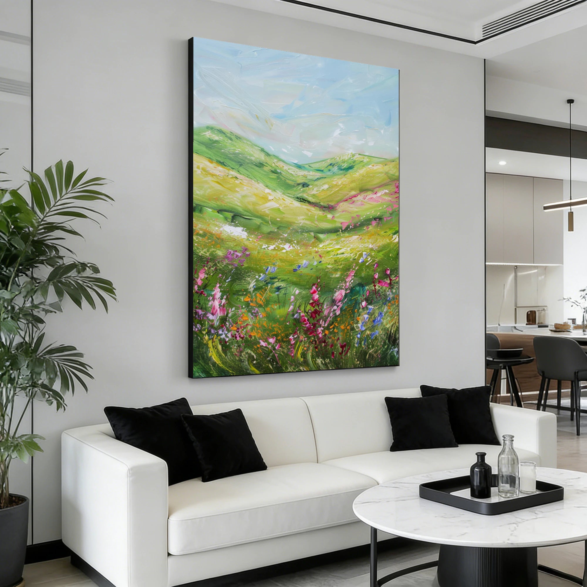 Colorful Wildflower Field Original Oil Art #FJ677