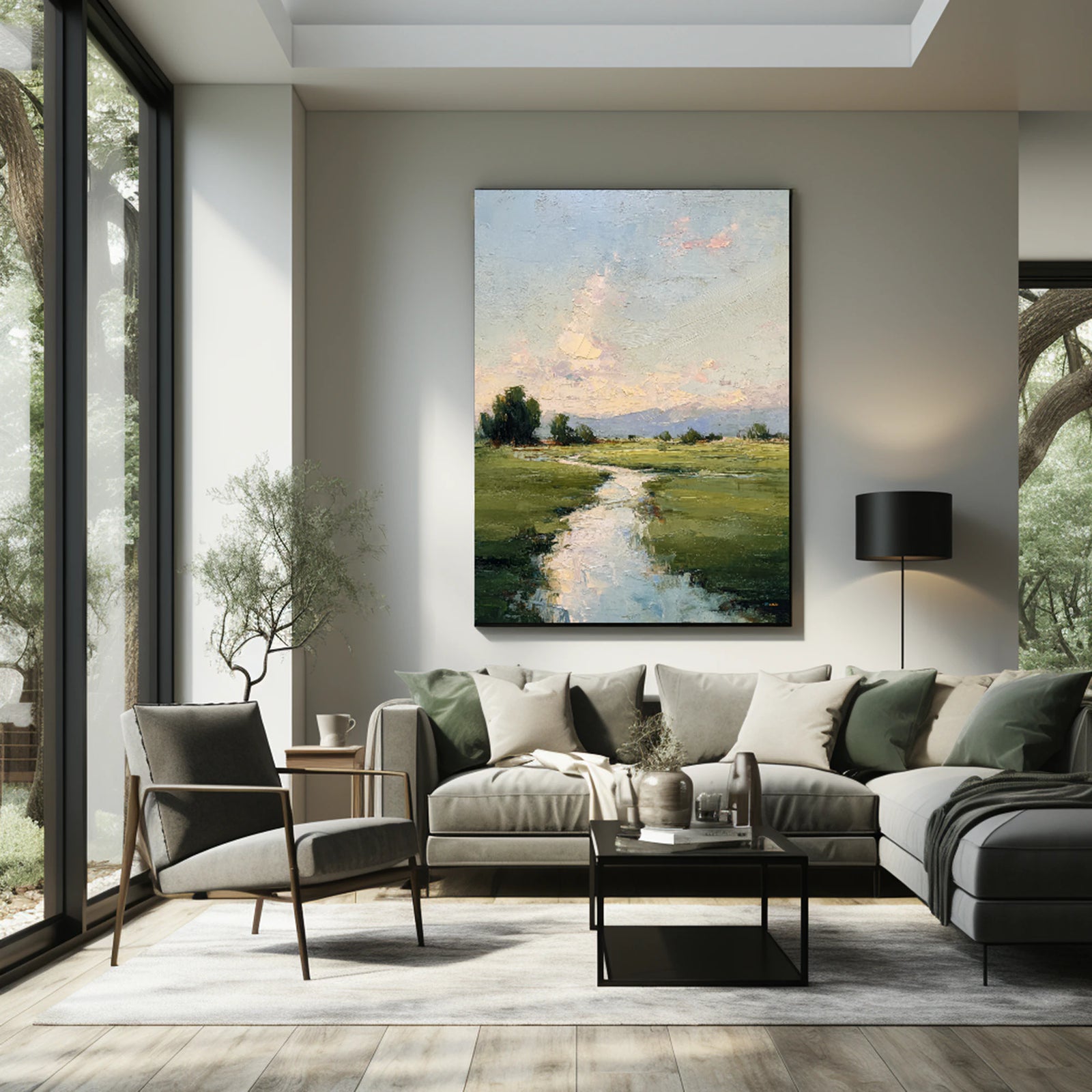 Serene River Field Wall Art #FJ593