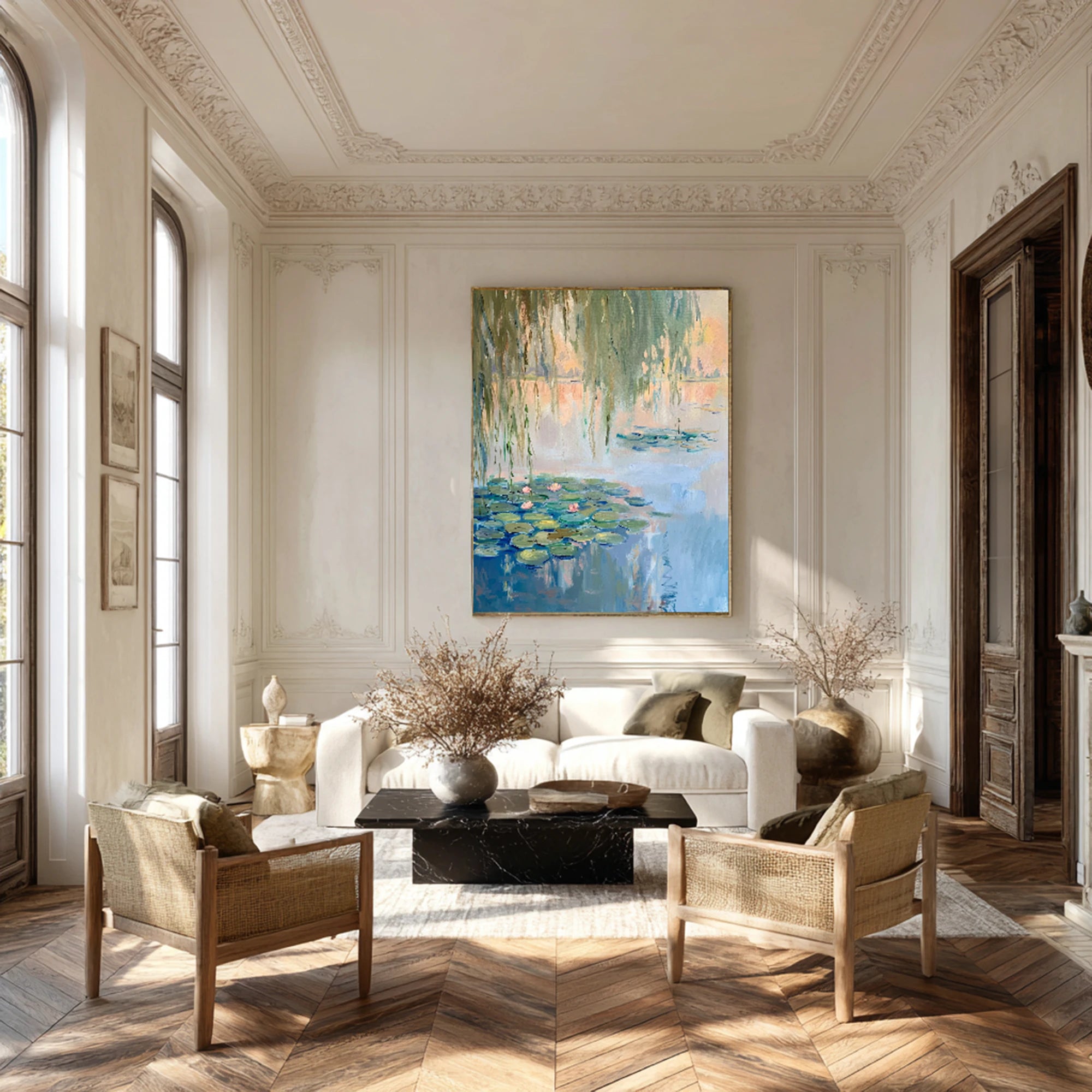 Monet-inspired Water Lilies Hand-Painted Oil Painting #FJ635