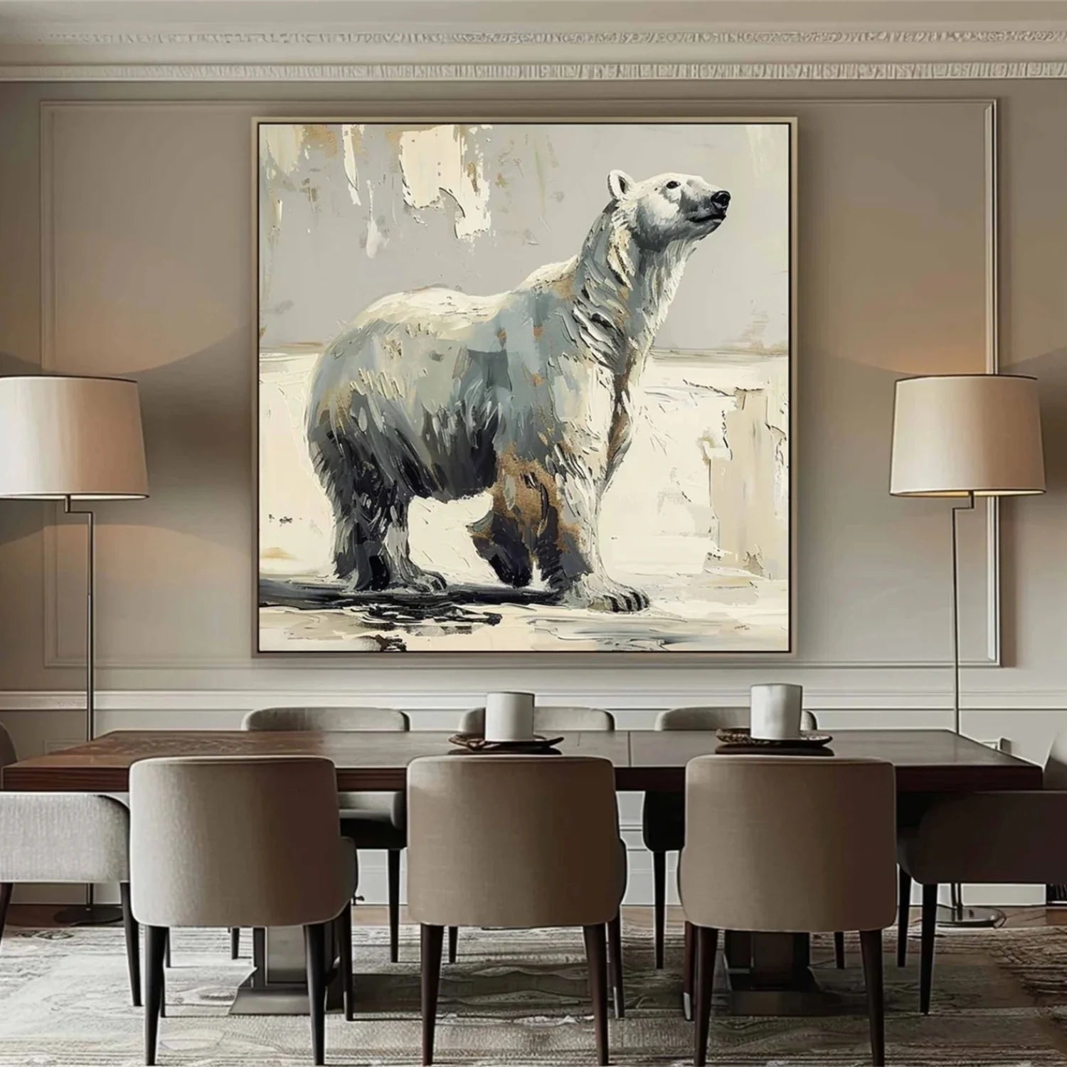 Beige and Grey Abstract Animal Wall Art #AM087