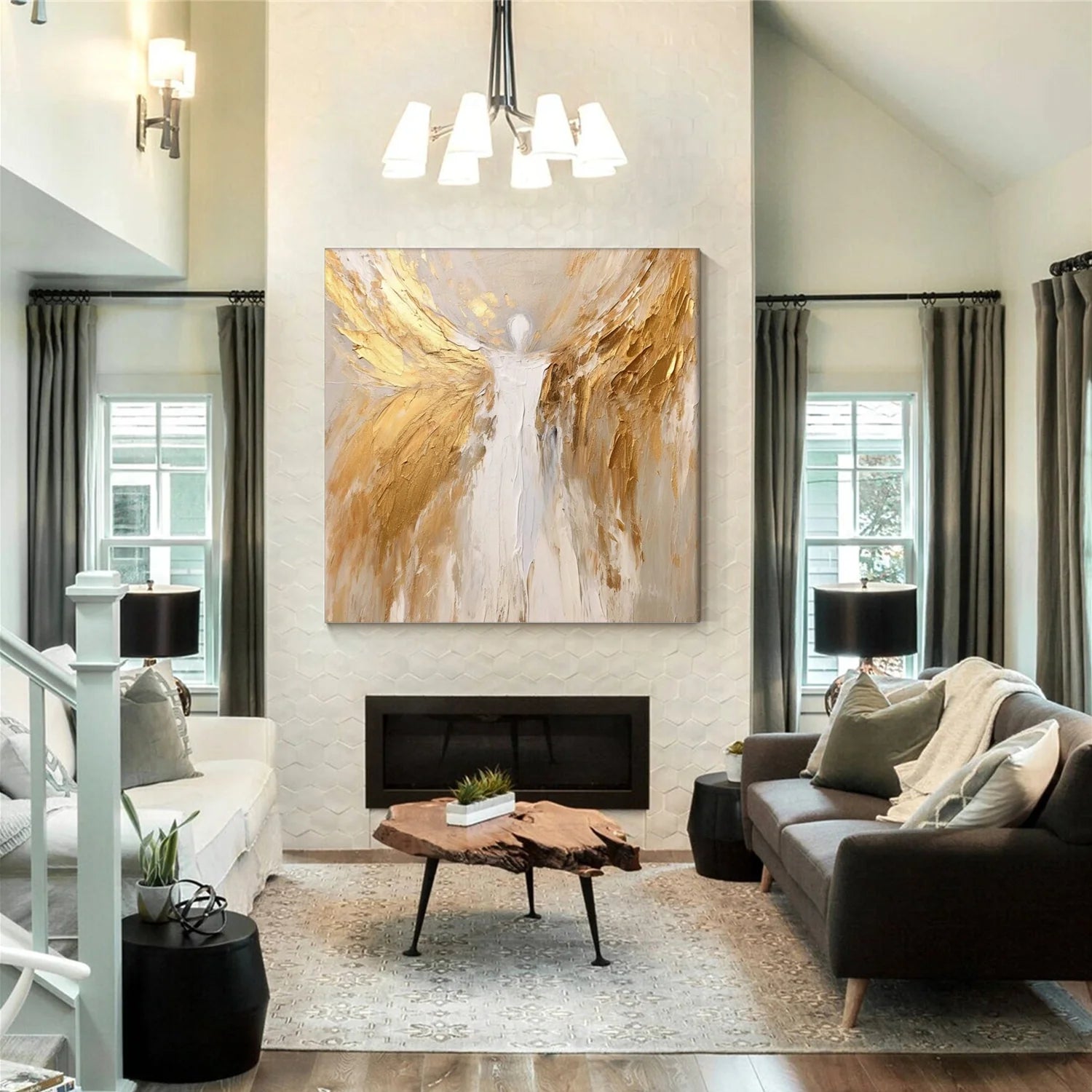 Abstract Angel Wing Textured Painting #AB049