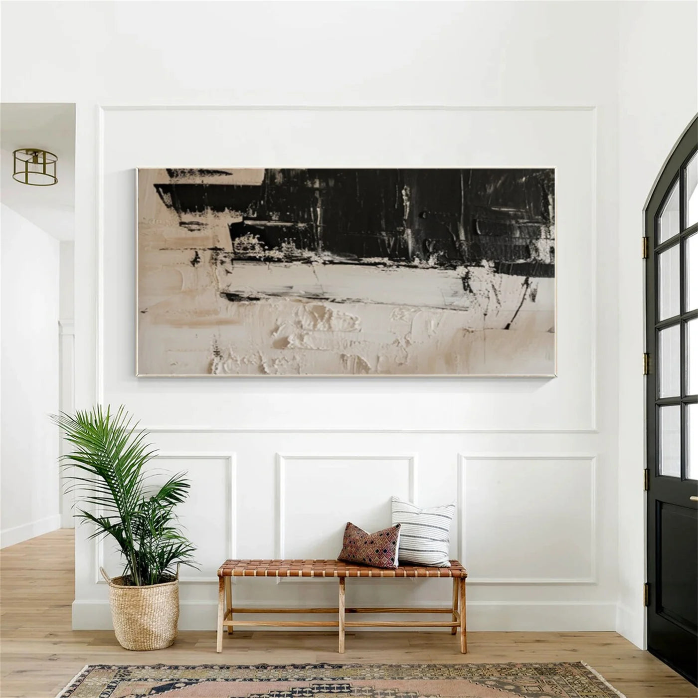 Modern Minimalist Black White Beige Art Oil Painting #JM95