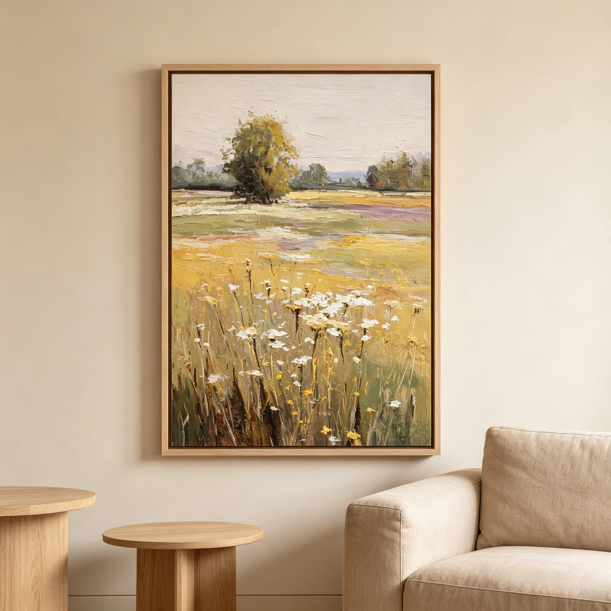 Hand-Painted Wildflower Meadow Oil Painting #FT617