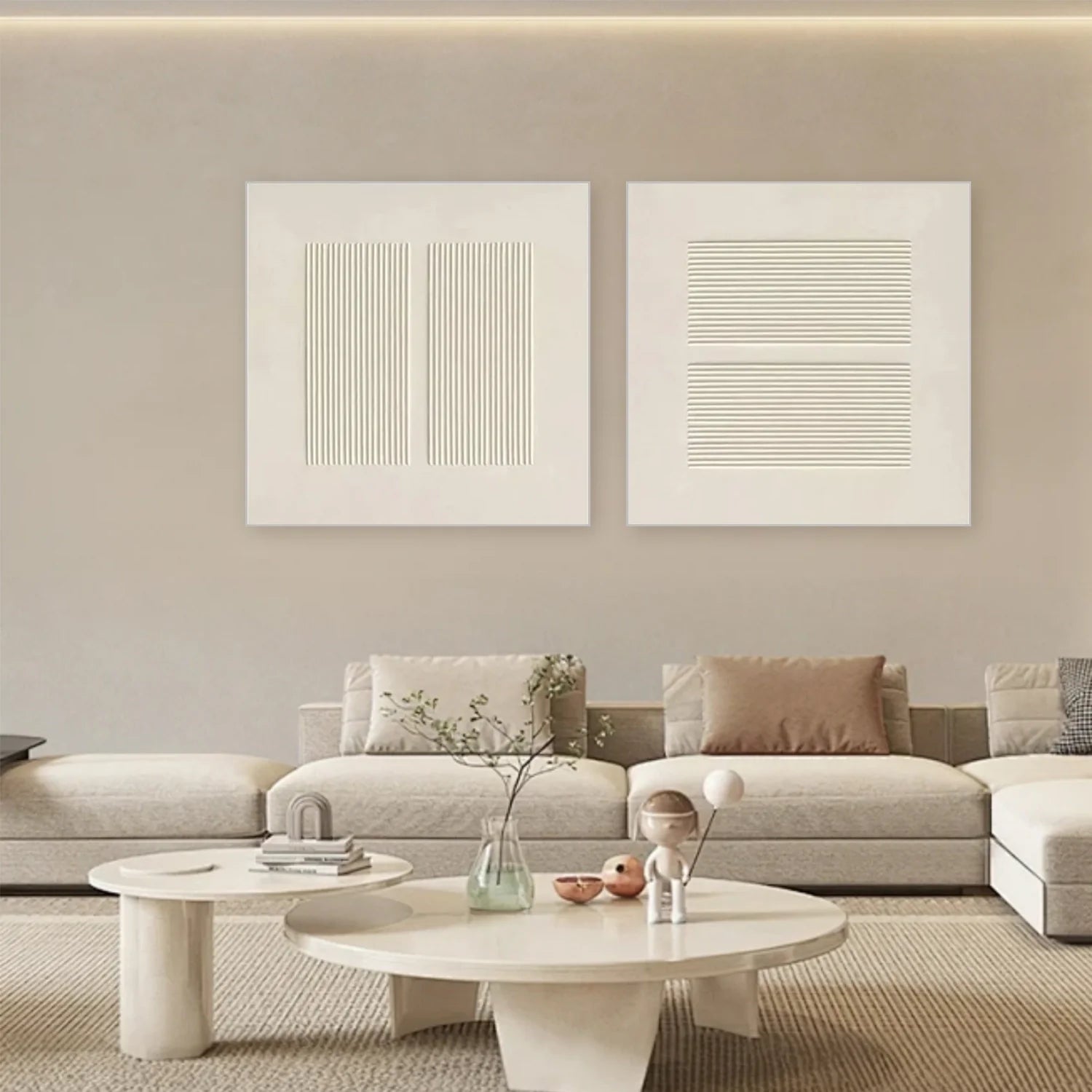 Beige Minimalist_Textured Canvas Art Set of 2 #MZ108