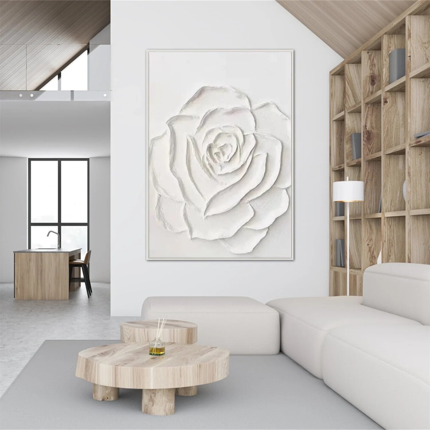 White Flower & Tree Abstract_Textured Wall Art #FT130
